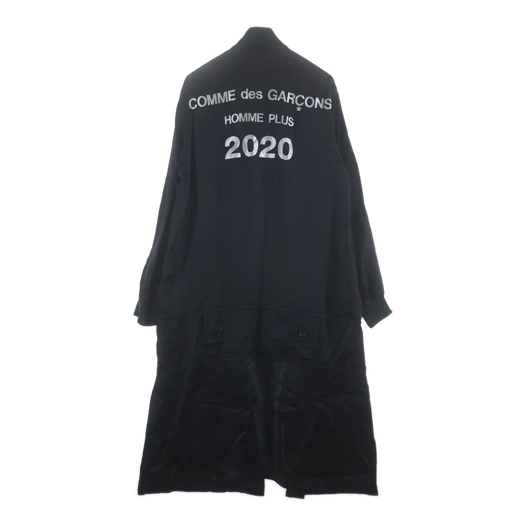 COMME des GARCONS HOMME PLUS(コムデギャルソンオムプリュス) 20SS バックプリント キュプラサテン スタッフコート ブラック PE-J087