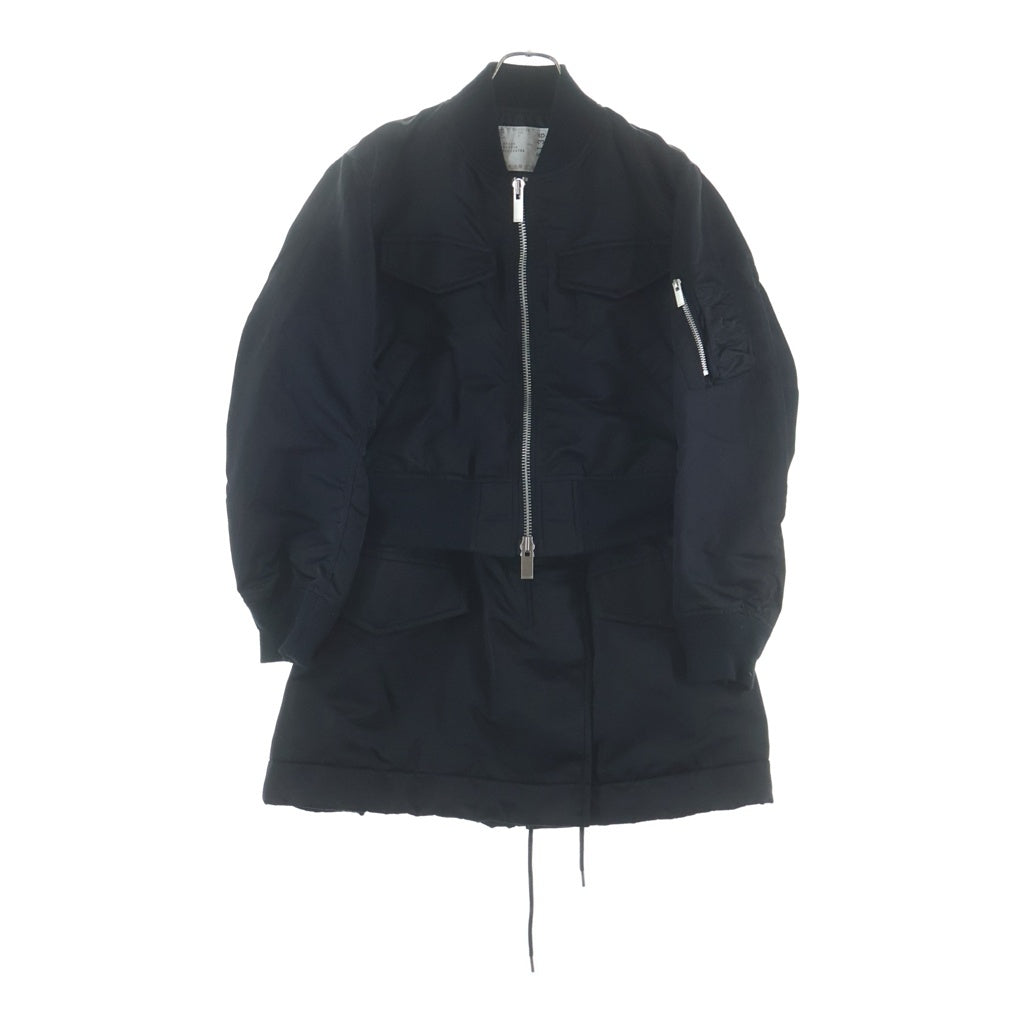 Sacai(サカイ) 20AW MA-1 NYRON TWILL COAT ナイロン ツィル コート ジップアップ ジャケット ブラック 20-05136 レディース
