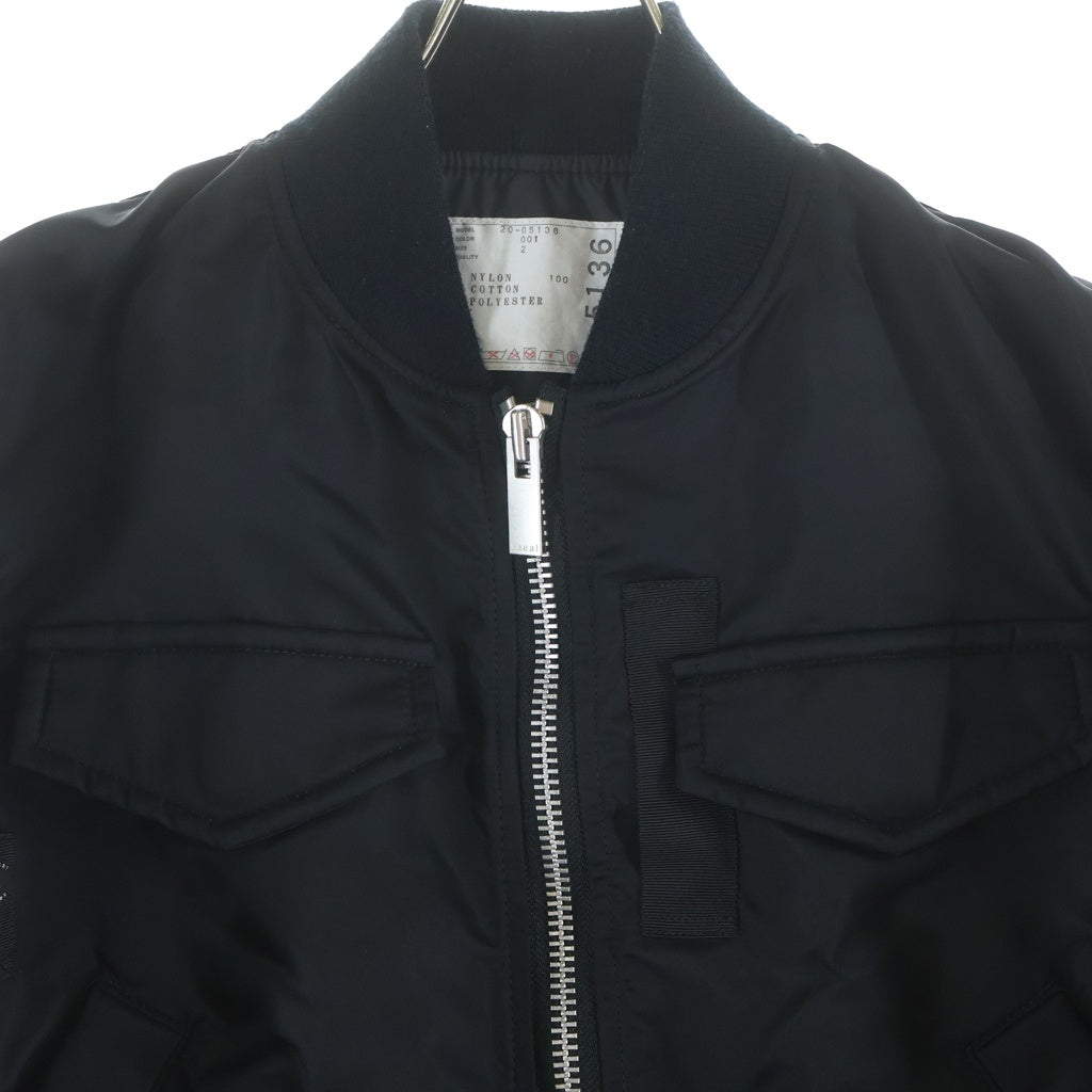 Sacai(サカイ) 20AW MA-1 NYRON TWILL COAT ナイロン ツィル コート ジップアップ ジャケット ブラック 20-05136 レディース