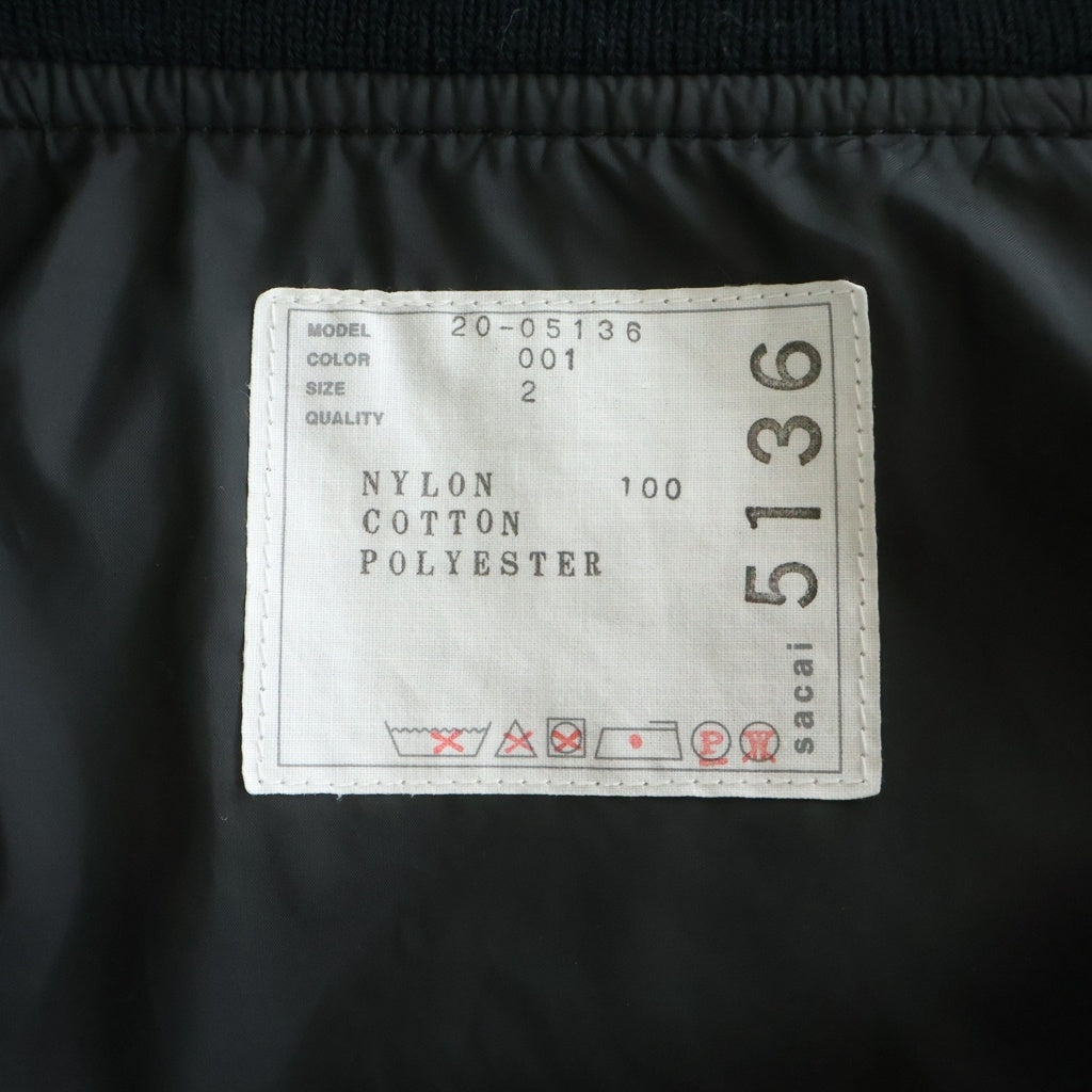 Sacai(サカイ) 20AW MA-1 NYRON TWILL COAT ナイロン ツィル コート ジップアップ ジャケット ブラック 20-05136 レディース