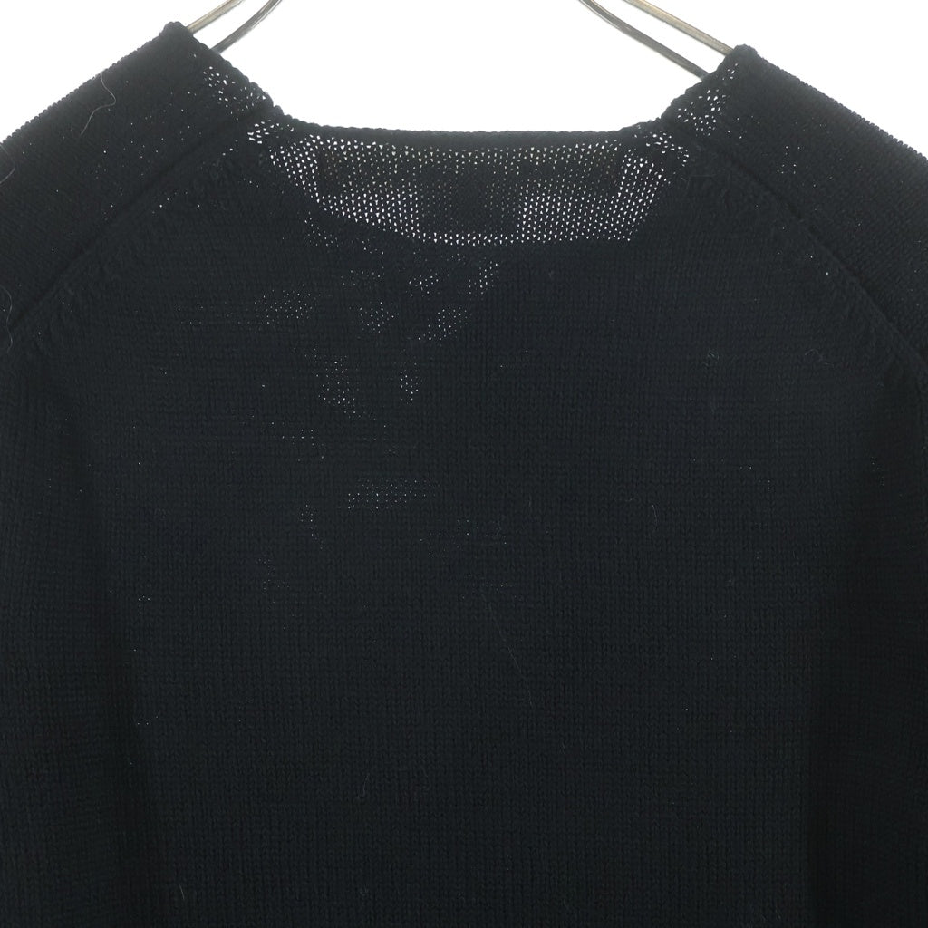 COMME des GARCONS(コムデギャルソン) 22AW デザイン ペイント サイドカット クルーネック 長袖ニット セーター カットソー ブラック GJ-N008 レディース