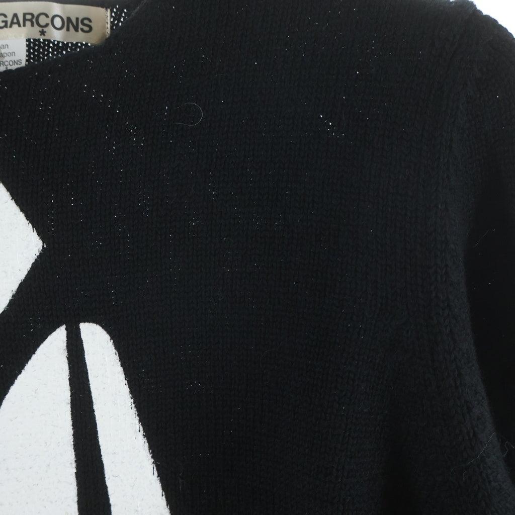 COMME des GARCONS(コムデギャルソン) 22AW デザイン ペイント サイドカット クルーネック 長袖ニット セーター カットソー ブラック GJ-N008 レディース
