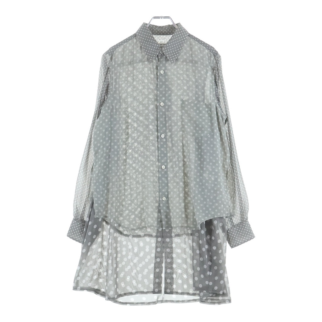 COMME des GARCONS(コムデギャルソン) 24SS エステルジョーゼット ドットプリント 2枚重ねロングブラウス 長袖シャツ グレー RM-B023 レディース