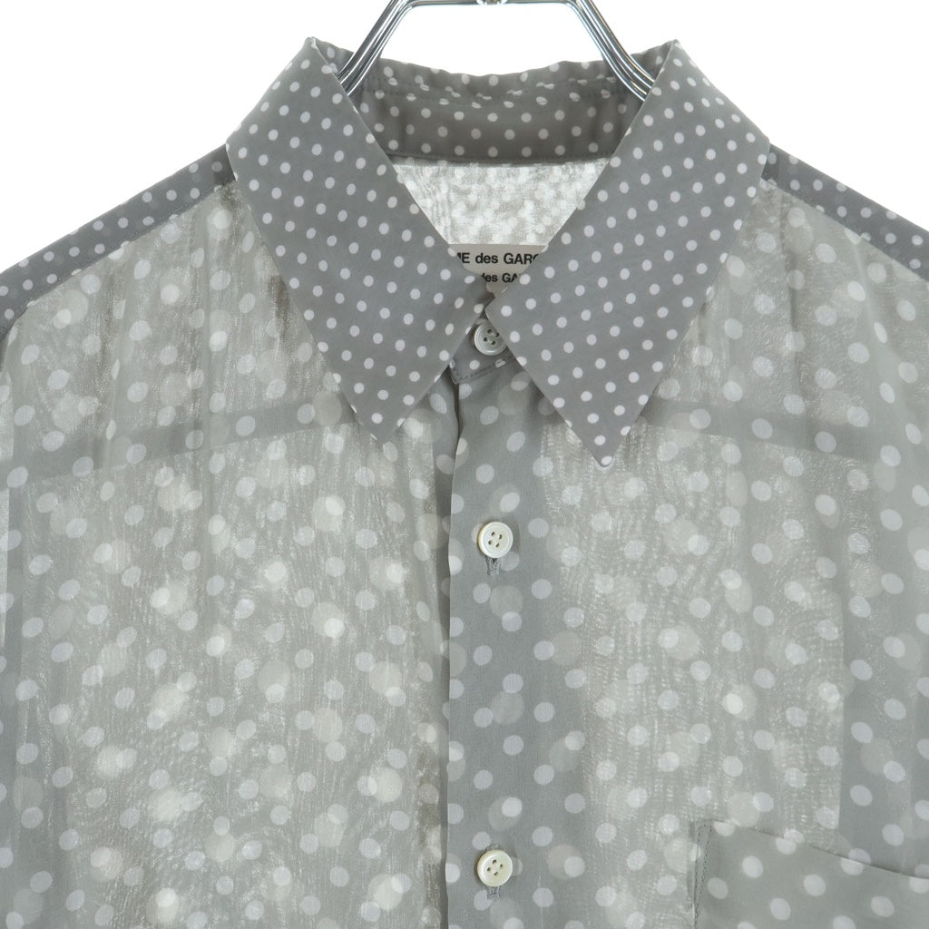 COMME des GARCONS(コムデギャルソン) 24SS エステルジョーゼット ドットプリント 2枚重ねロングブラウス 長袖シャツ グレー RM-B023 レディース