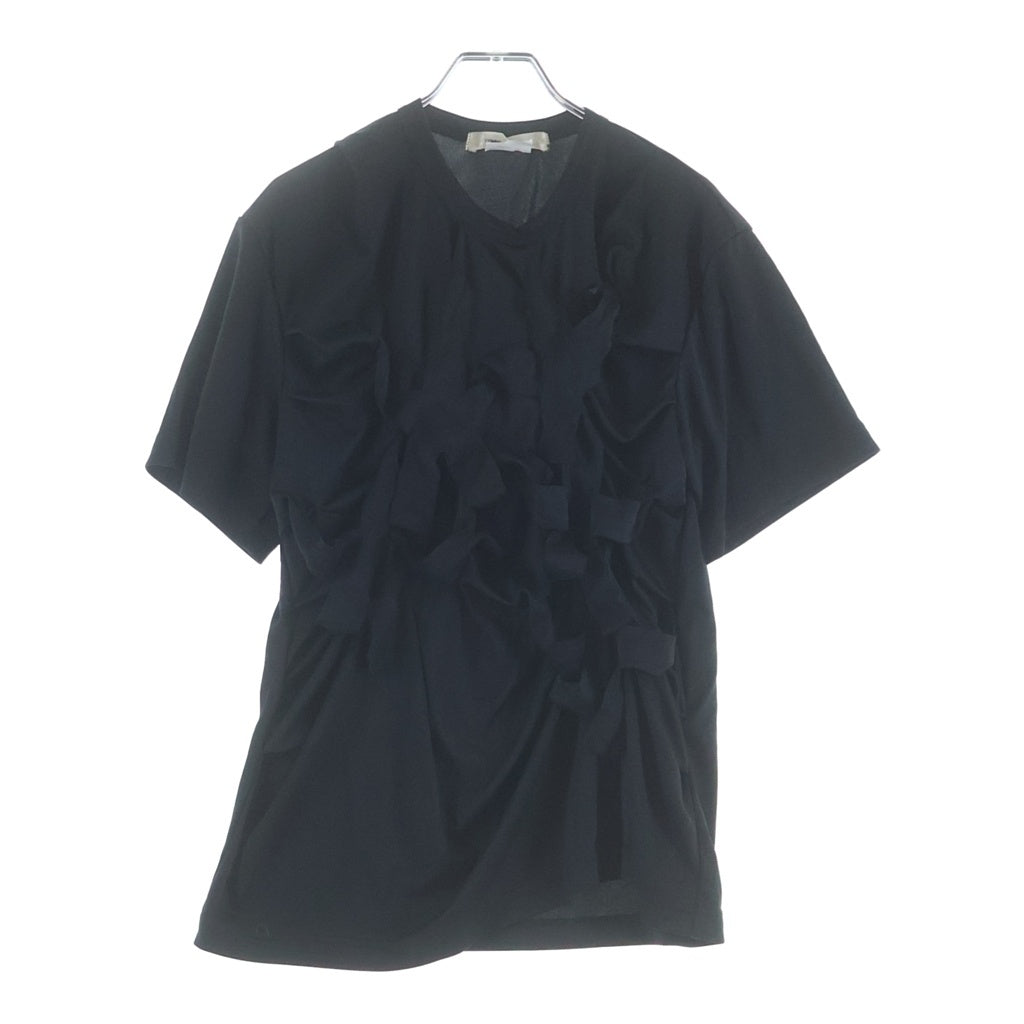 COMME des GARCONS(コムデギャルソン) 23AW フリンジ付き クルーネック 半袖Tシャツ カットソー ブラック レディース GM-T011