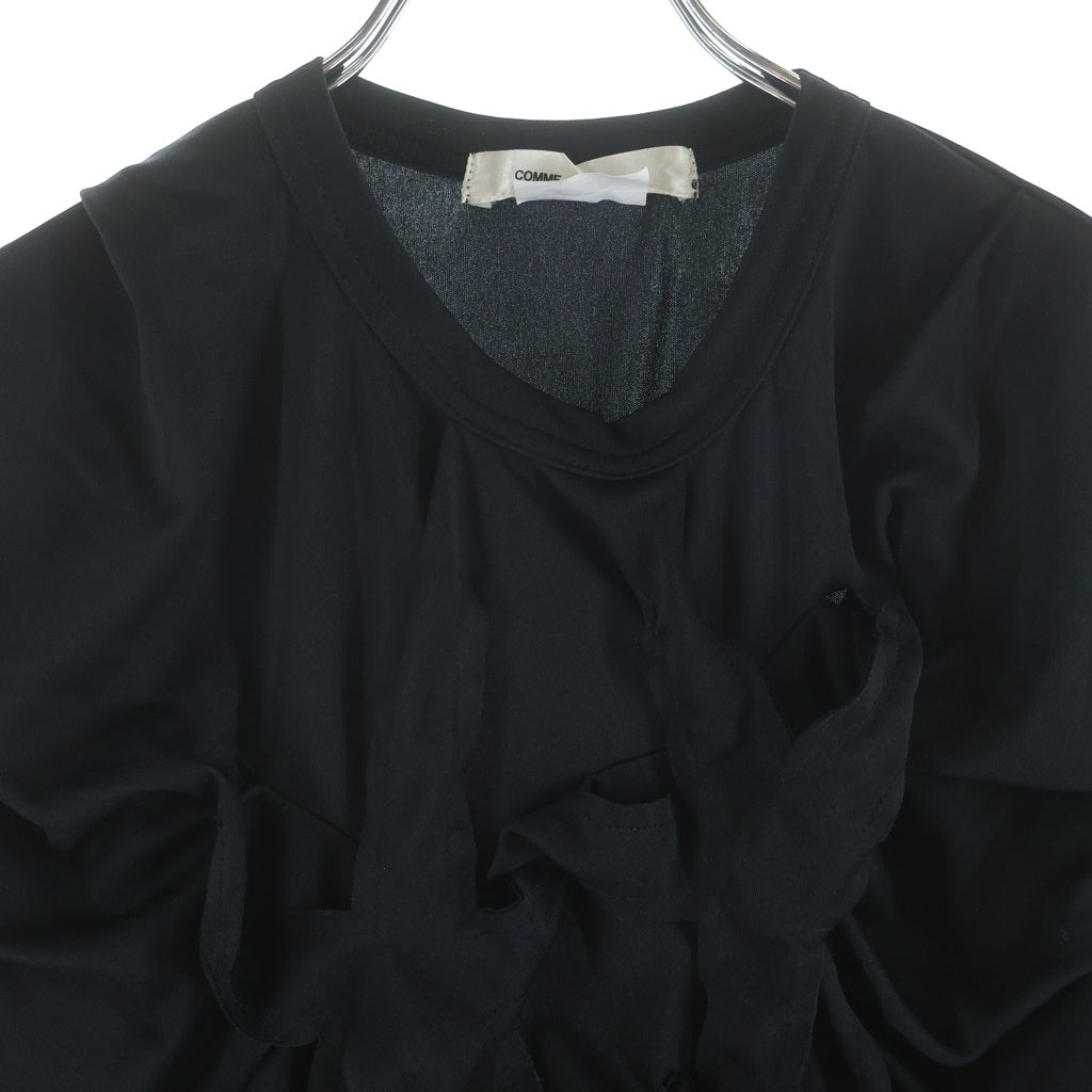 COMME des GARCONS(コムデギャルソン) 23AW フリンジ付き クルーネック 半袖Tシャツ カットソー ブラック レディース GM-T011