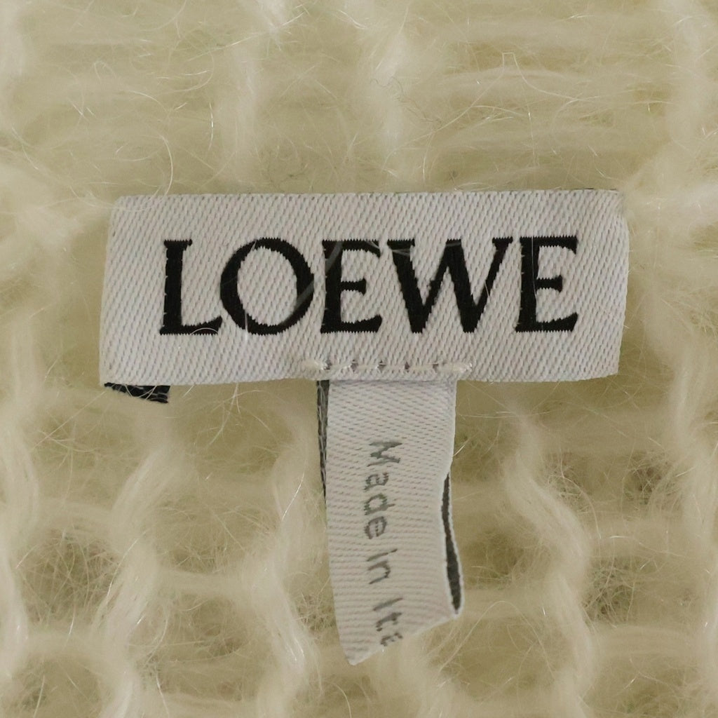 LOEWE(ロエベ) アナグラム刺繍 モヘヤ ウール クルーネック 長袖ニット ホワイト レディース S359Y14KBO