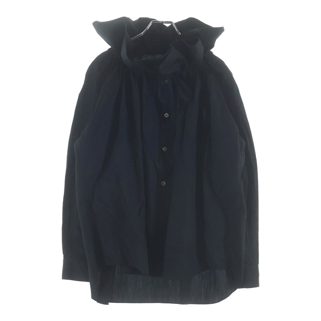 COMME des GARCONS COMME des GARCONS(コムデギャルソンコムデギャルソン) 23SS 綿ブロード 襟ラッフルギャザー長袖ブラウス ブラック RK-B014 レディース