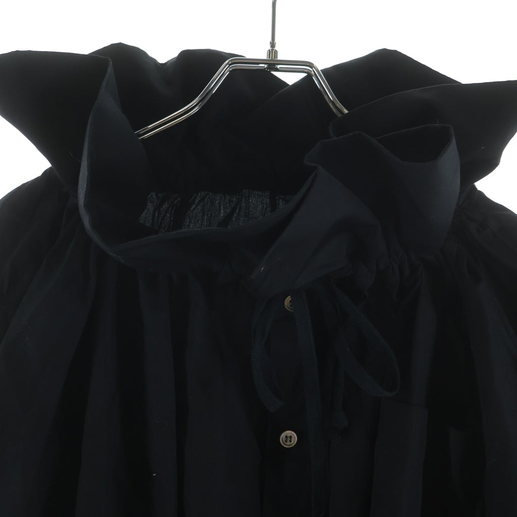 COMME des GARCONS COMME des GARCONS(コムデギャルソンコムデギャルソン) 23SS 綿ブロード 襟ラッフルギャザー長袖ブラウス ブラック RK-B014 レディース