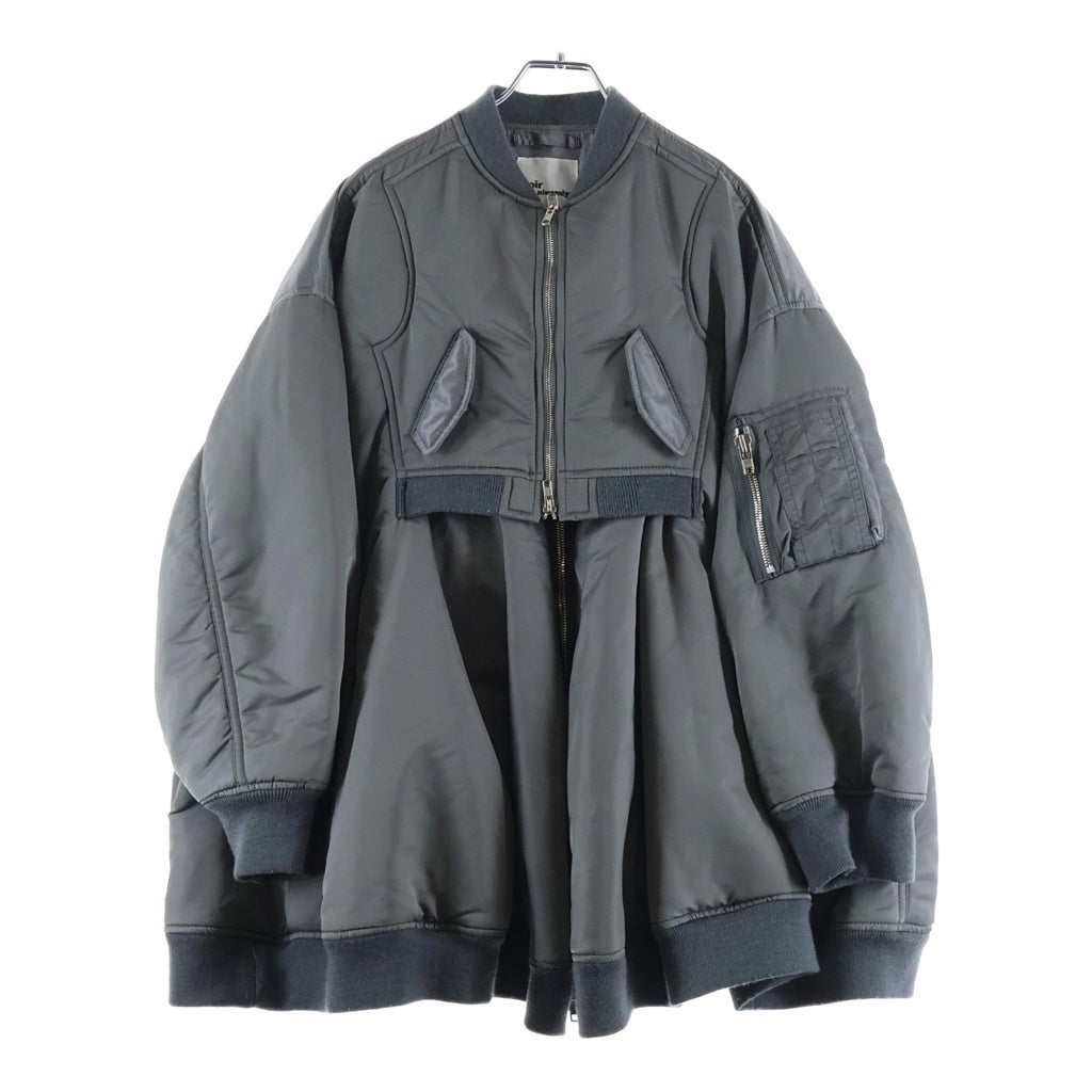 NOIR KEI NINOMIYA(ノワール ケイニノミヤ) 18AW ドッキングMA-1Aラインボンバージャケット グレー 3B-J026 3B-J026