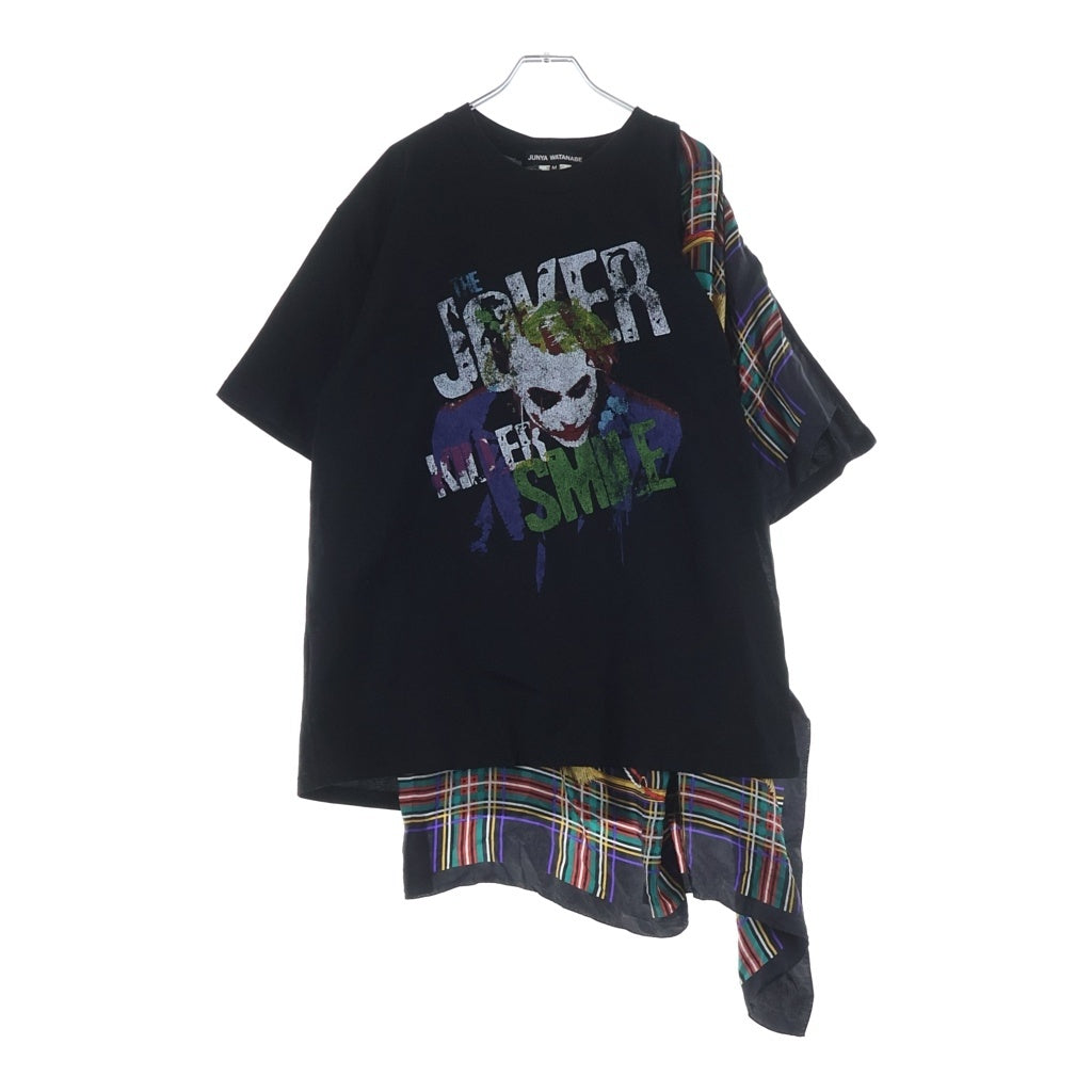 JUNYA WATANABE COMME des GARCONS(ジュンヤワタナベ コムデギャルソン) 25SS ×ダークナイト スカーフ切り替え クルーネック 半袖Tシャツ カットソー JO-T002