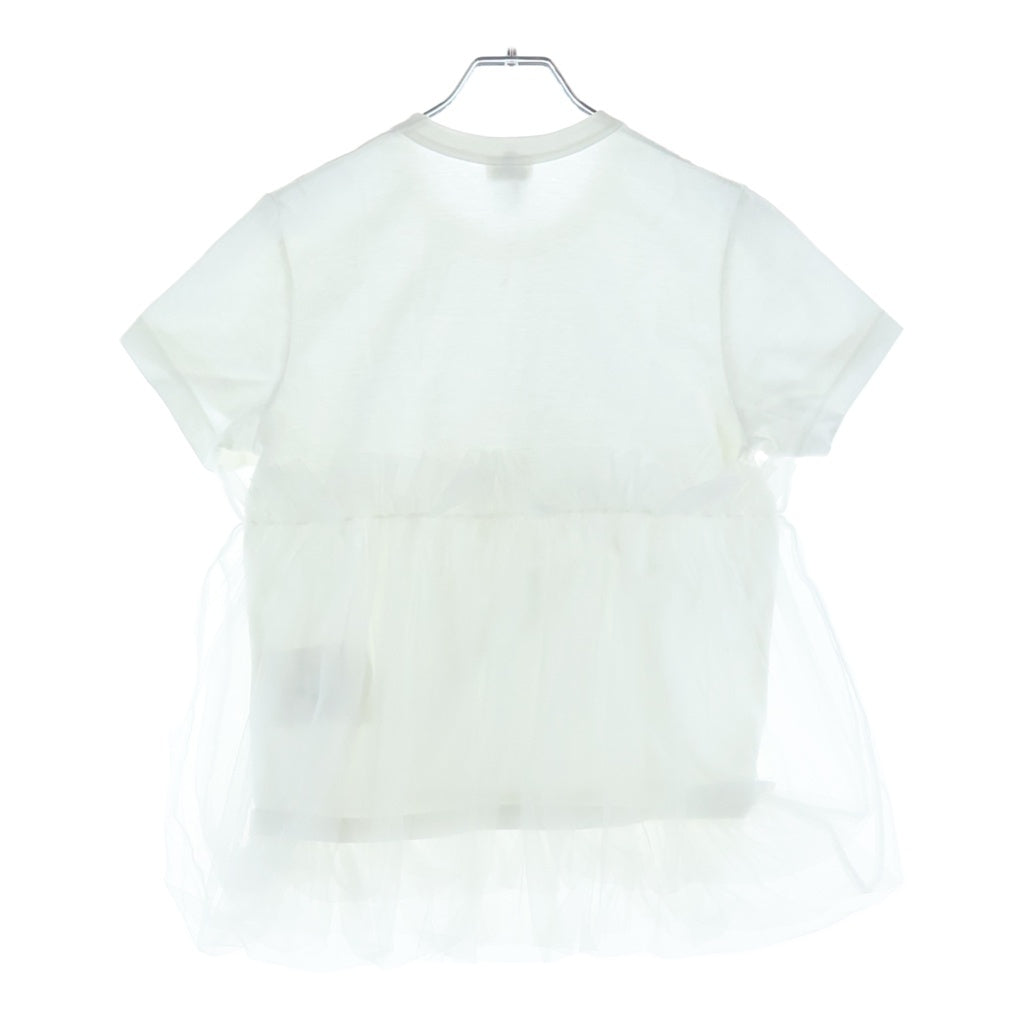 NOIR KEI NINOMIYA(ノワール ケイニノミヤ) チュール フリル付き クルーネック 半袖Tシャツ ホワイト 3B-T009 レディース