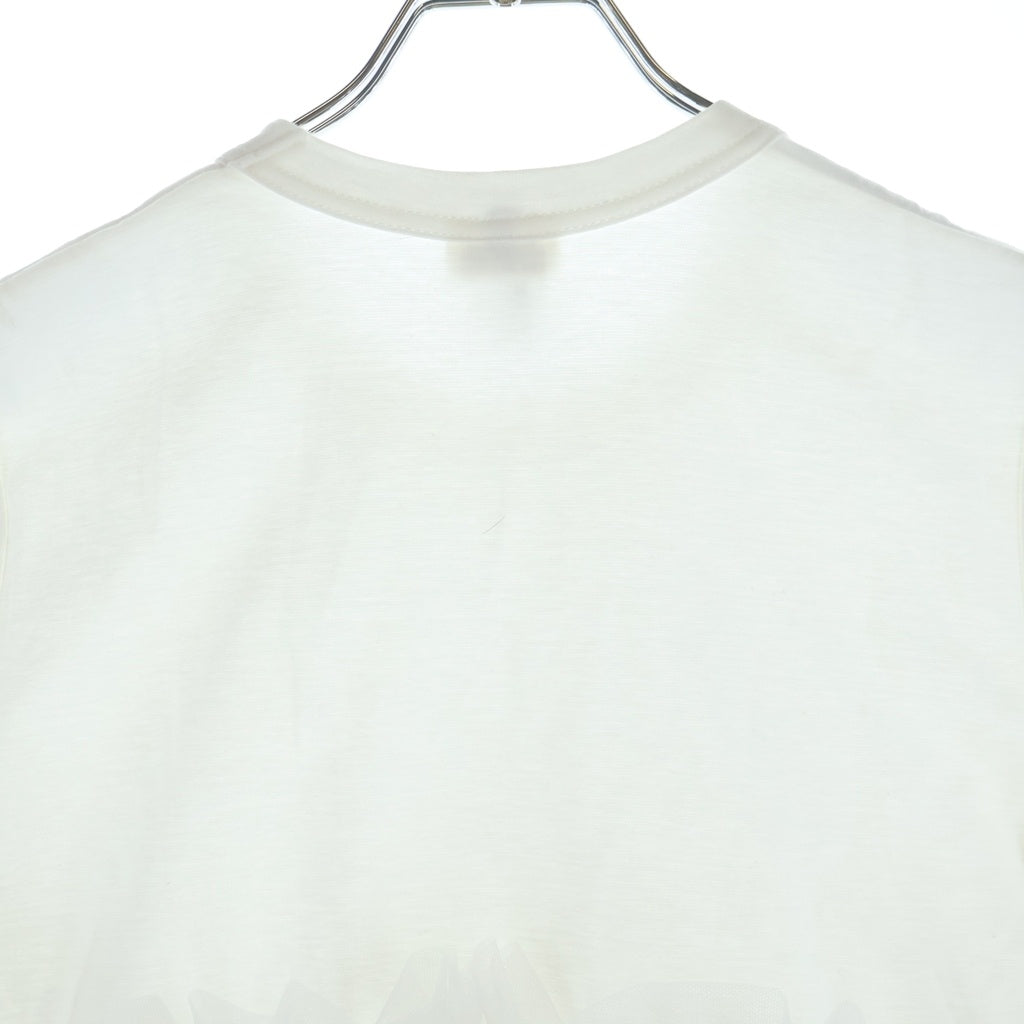 NOIR KEI NINOMIYA(ノワール ケイニノミヤ) チュール フリル付き クルーネック 半袖Tシャツ ホワイト 3B-T009 レディース