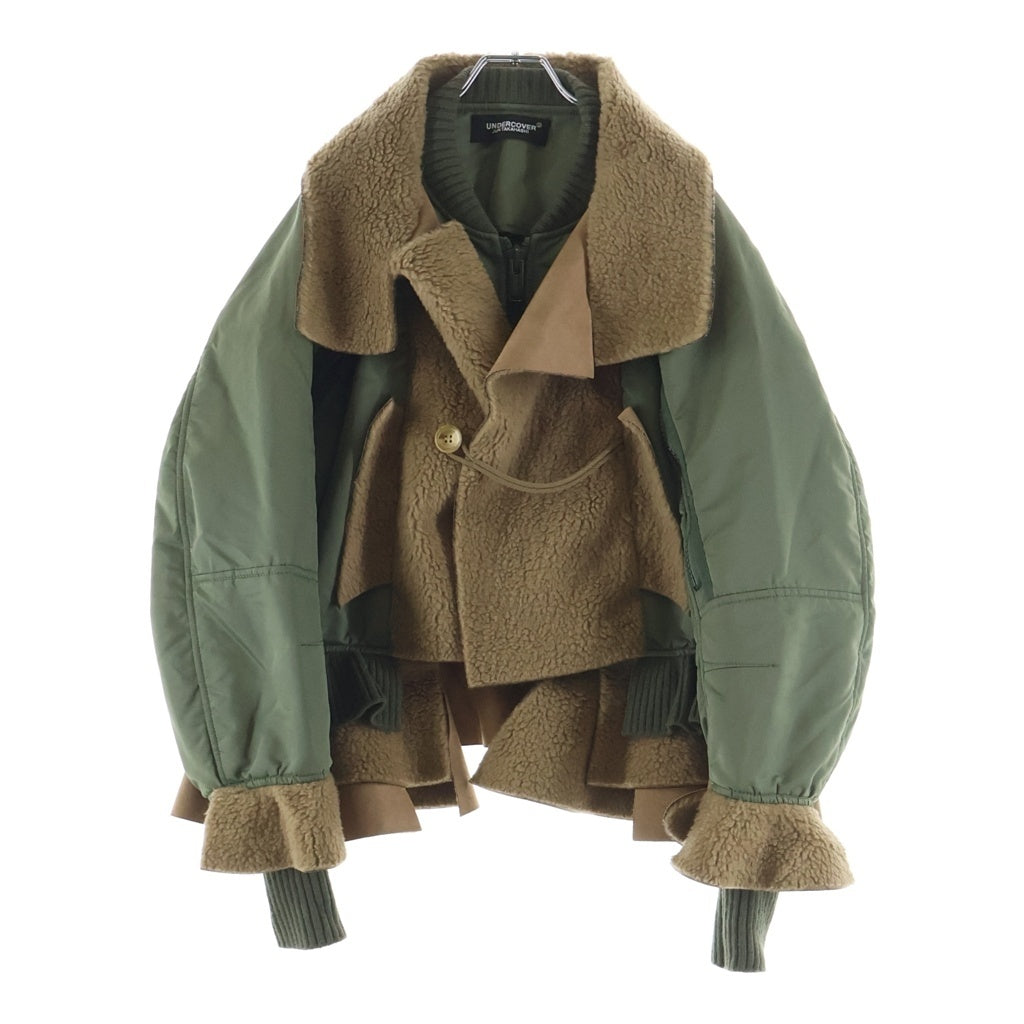 UNDERCOVER(アンダーカバー) 23AW フェイクムートン切り替え MA-1 ジップアップ ジャケット カーキ/ベージュ UC2C8202 レディース