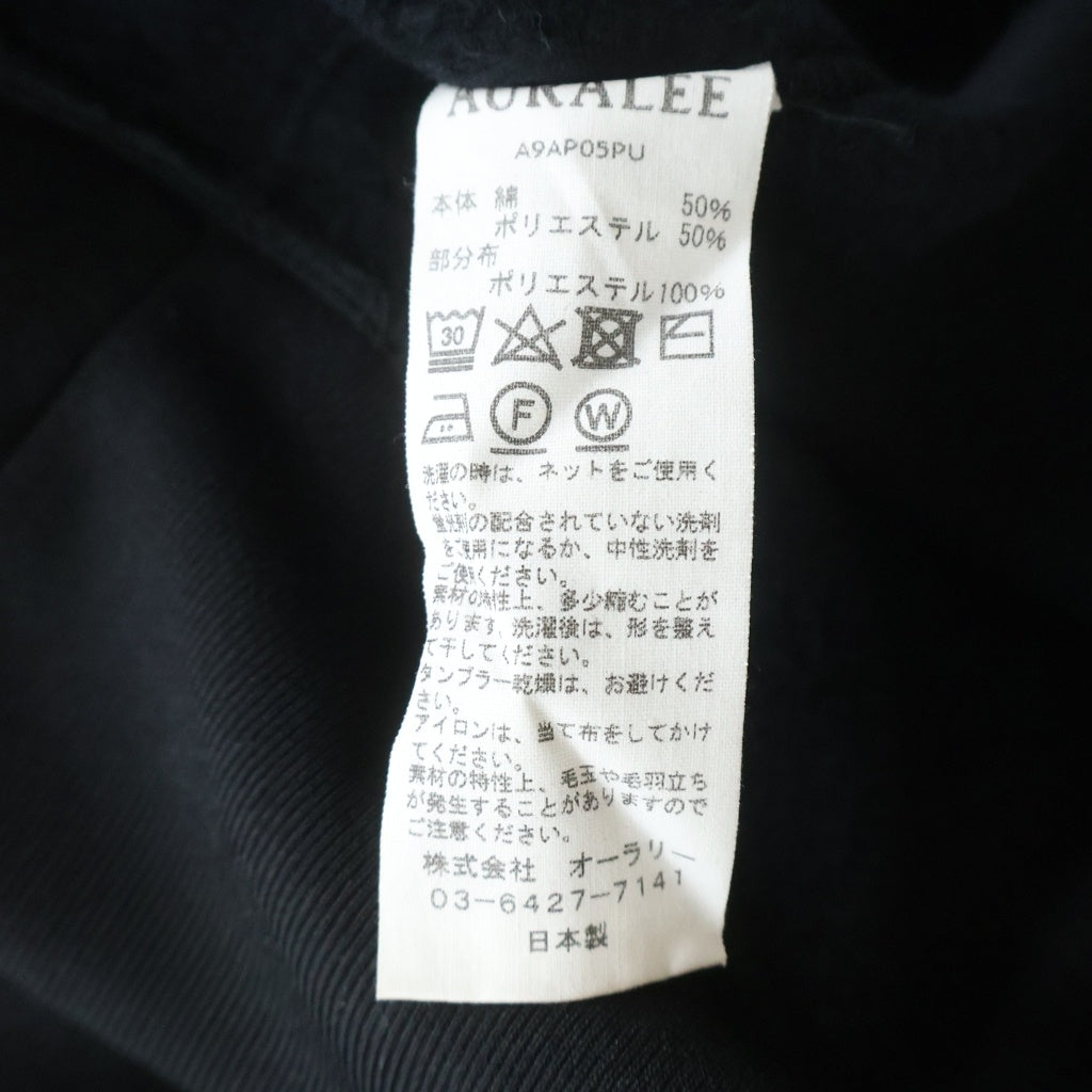 AURALEE(オーラリー) BAGGY POLYESTER SWEAT PARKA バギー ポリエステル スウエット パーカー ブラック A9AP05PU