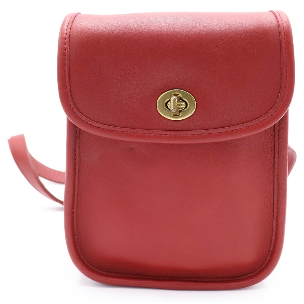 COACH(コーチ) レザー ショルダー バッグ 金具 レッド レディース