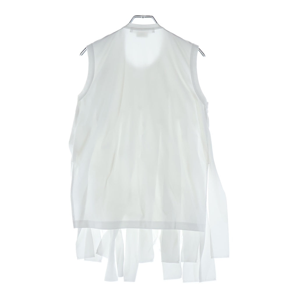 COMME des GARCONS COMME des GARCONS(コムデギャルソンコムデギャルソン) 21W フロント フリル クルーネック ノースリーブ Tシャツ カットソー ホワイト レディース RI-T004