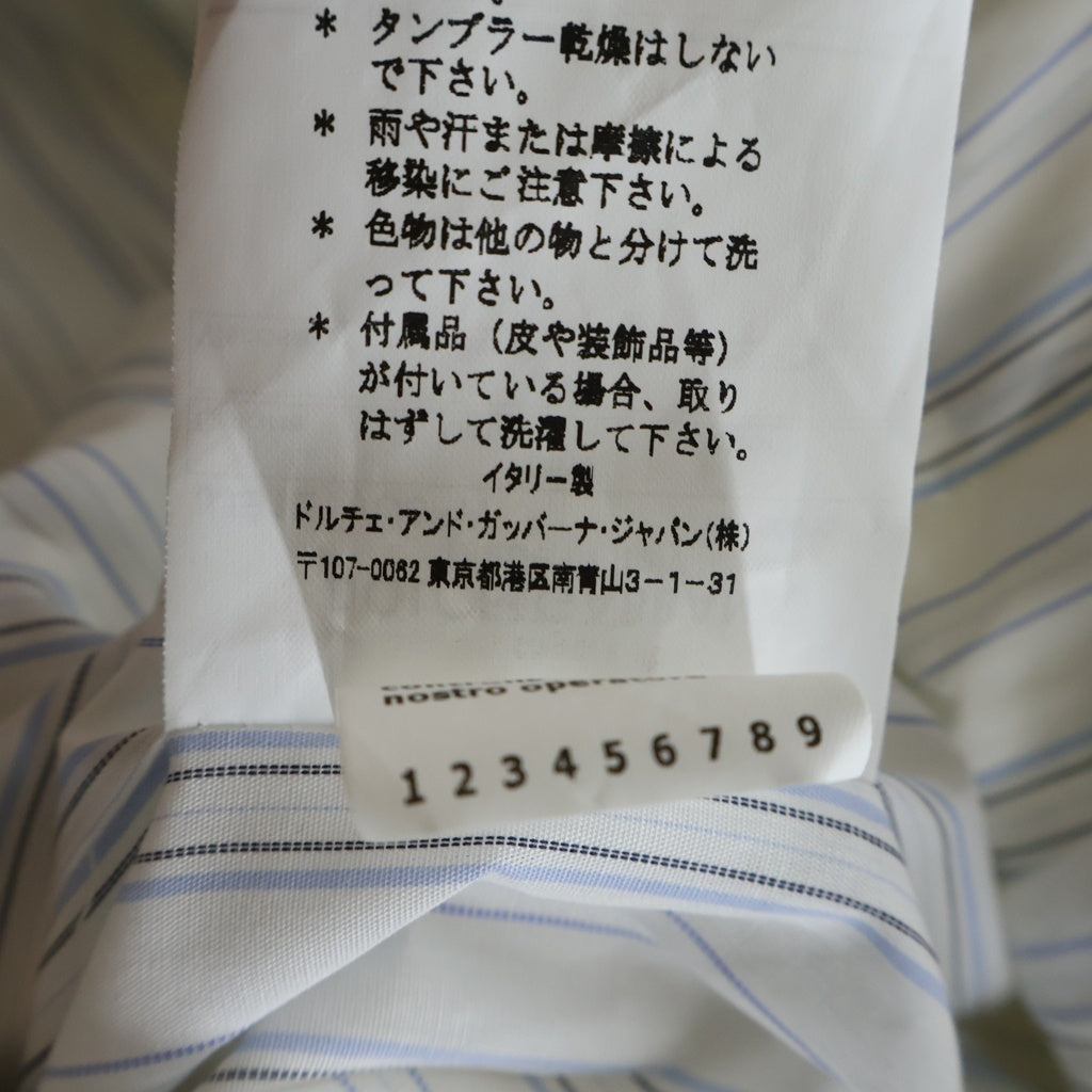 DOLCE & GABBANA(ドルチェアンドガッバーナ) 裏地 ストライプ柄 ロゴボタン ジャケット ホワイト レディース