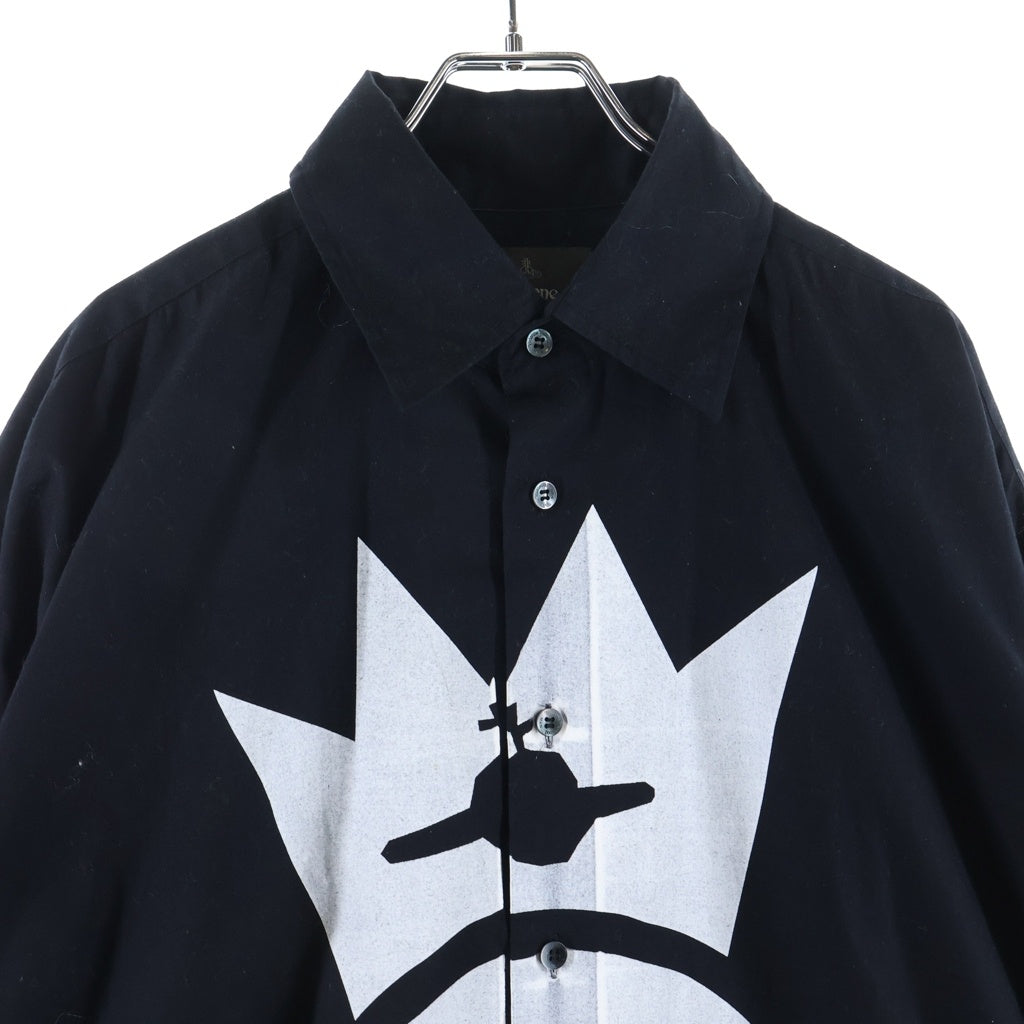 Vivienne Westwood MAN(ヴィヴィアンウエストウッドマン) スカルプリント オーバーサイズ 長袖シャツ ブラック VW-WR-71464