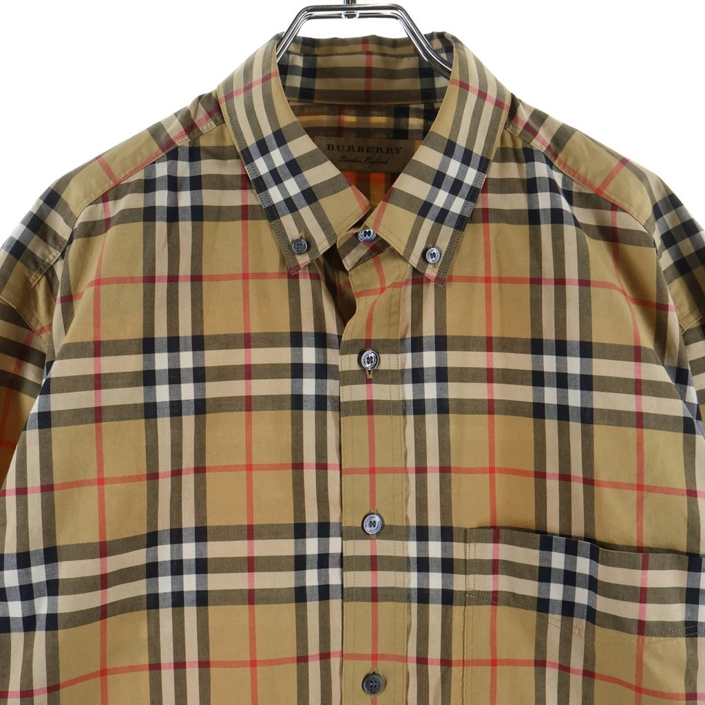 BURBERRY(バーバリー) ノバチェック ボタンダウン 長袖シャツ ブラウン 8001236
