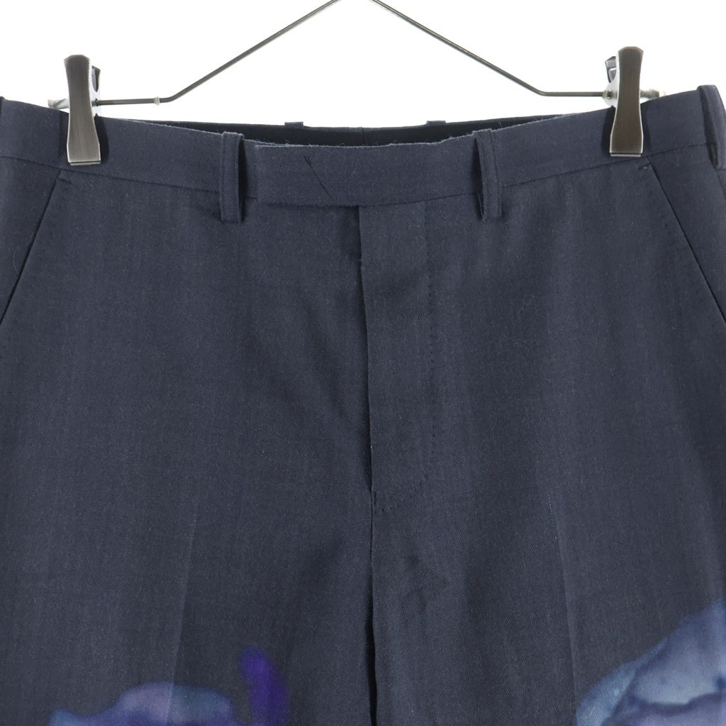 LAD MUSICIAN(ラッドミュージシャン) 22SS WOOL GABARDINE RAIN FLOWER ウール ギャバジン レイン フラワー ストレート パンツ グレー 2122-560