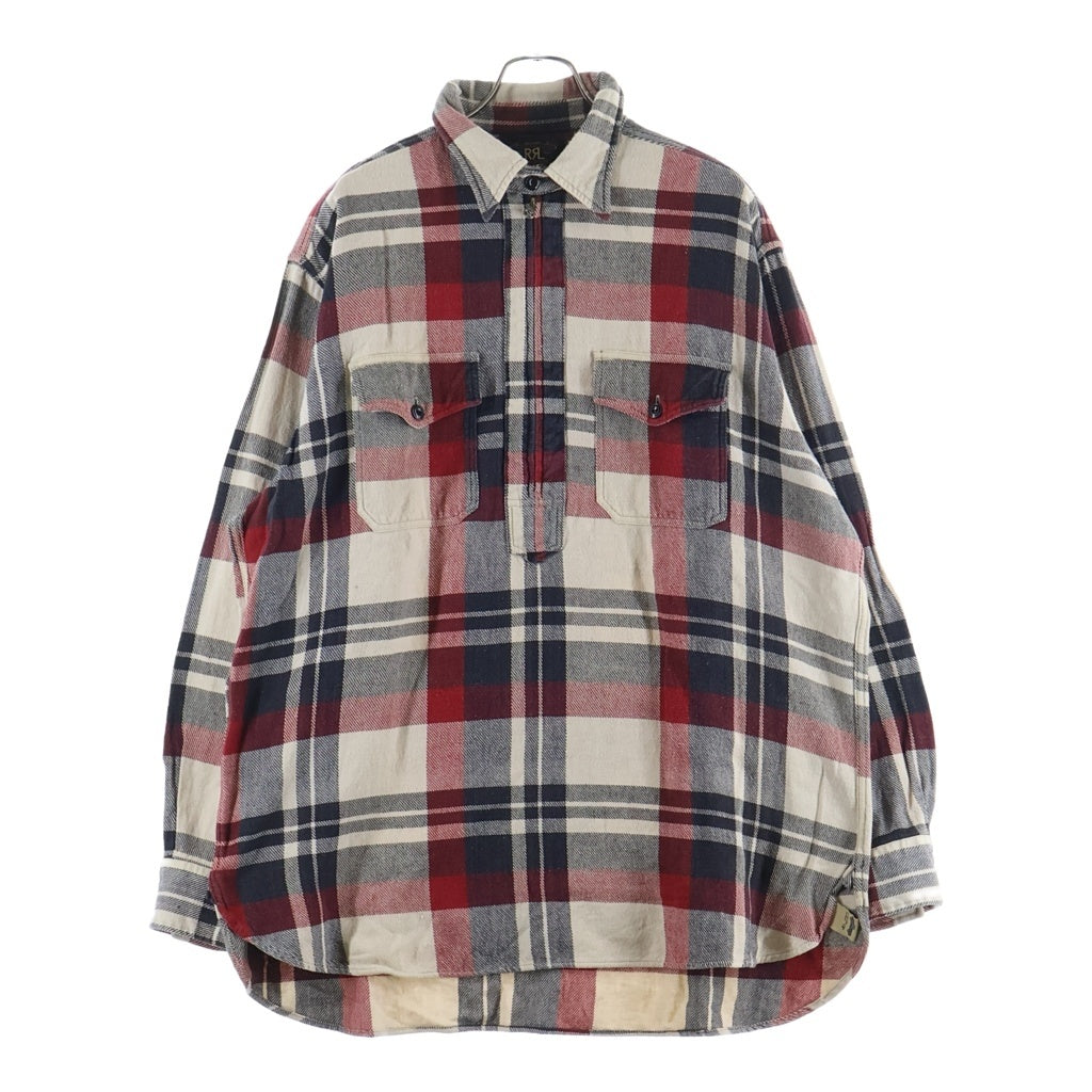 RRL(ダブルアールエル) 90S 初期タグ 赤3星 チェック柄 長袖ネルシャツ レッド/ベージュ