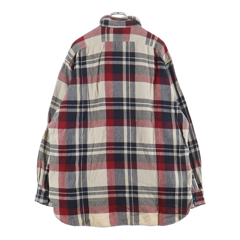 RRL(ダブルアールエル) 90S 初期タグ 赤3星 チェック柄 長袖ネルシャツ レッド/ベージュ