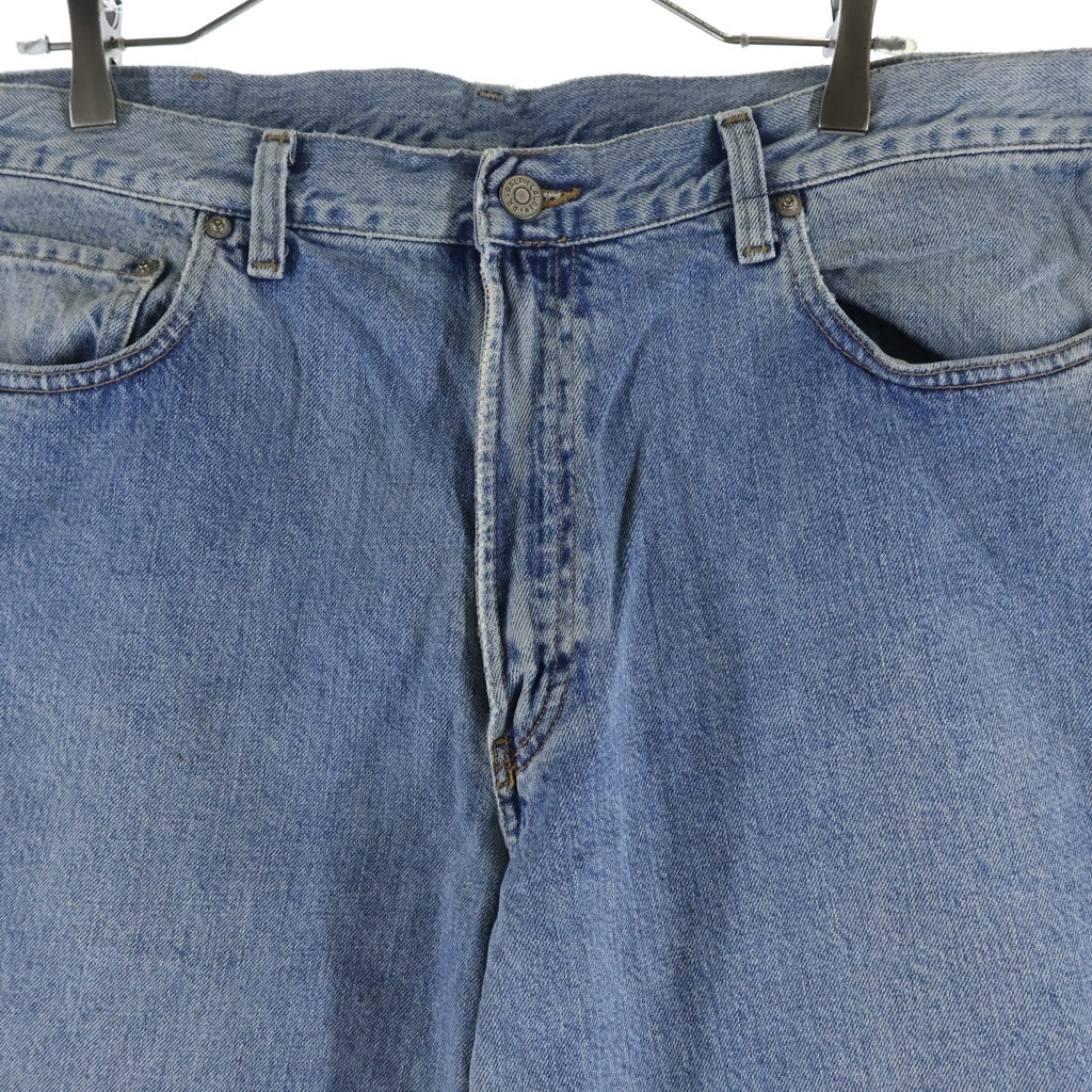RRL(ダブルアールエル) 90S ウォッシュ加工 ボタンフライ ストレート デニムパンツ ライトブルー