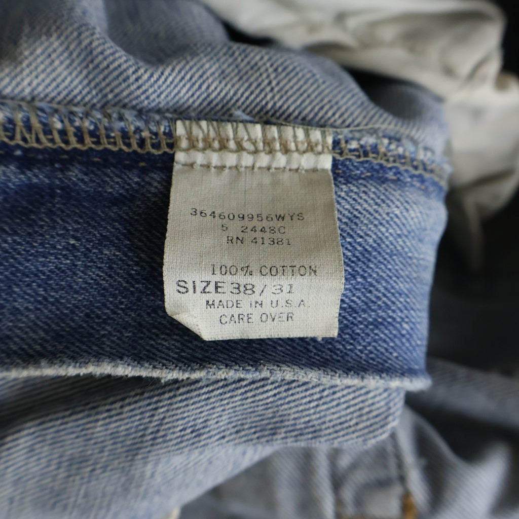 RRL(ダブルアールエル) 90S ウォッシュ加工 ボタンフライ ストレート デニムパンツ ライトブルー