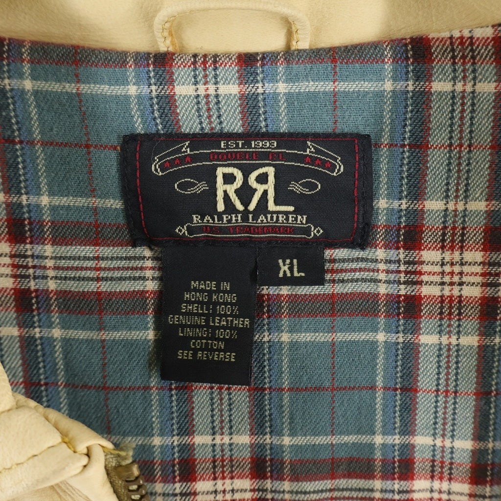 RRL(ダブルアールエル) 90S 三ツ星タグ フリンジ ジップアップ レザージャケット ベージュ
