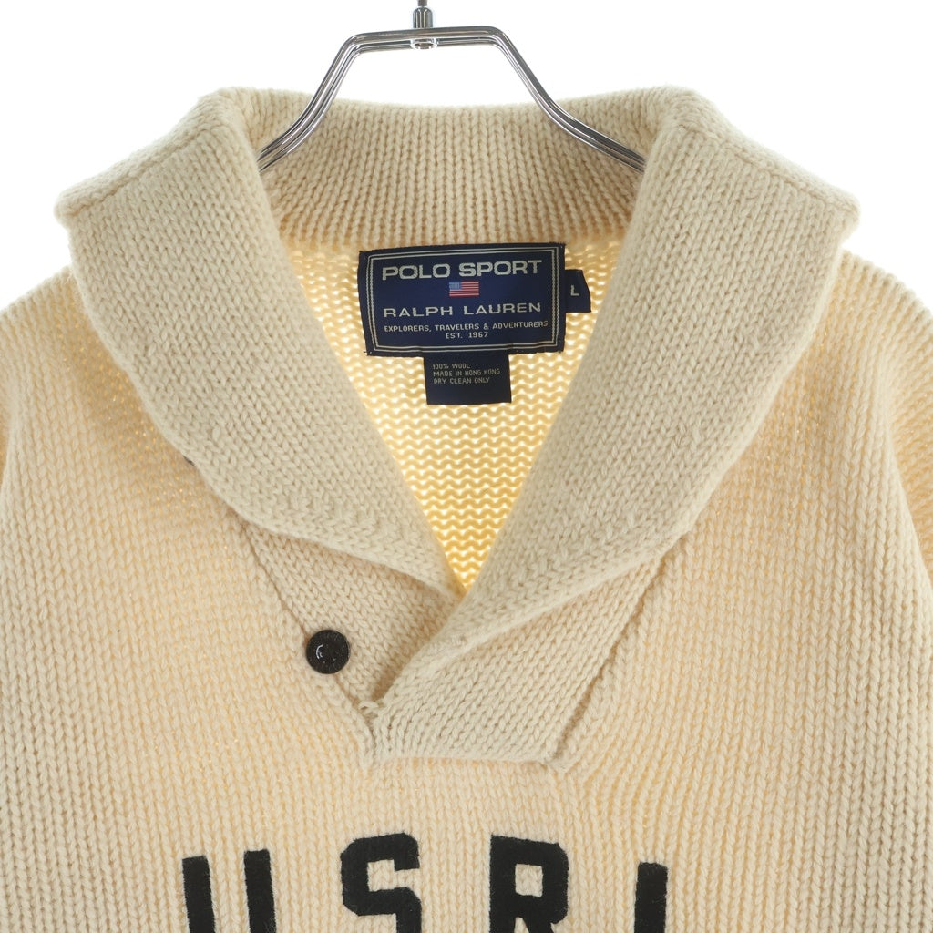 POLO RALPH LAUREN(ポロラルフローレン) 90S USRL刺繍 ショールカラー 長袖ニット セーター ベージュ