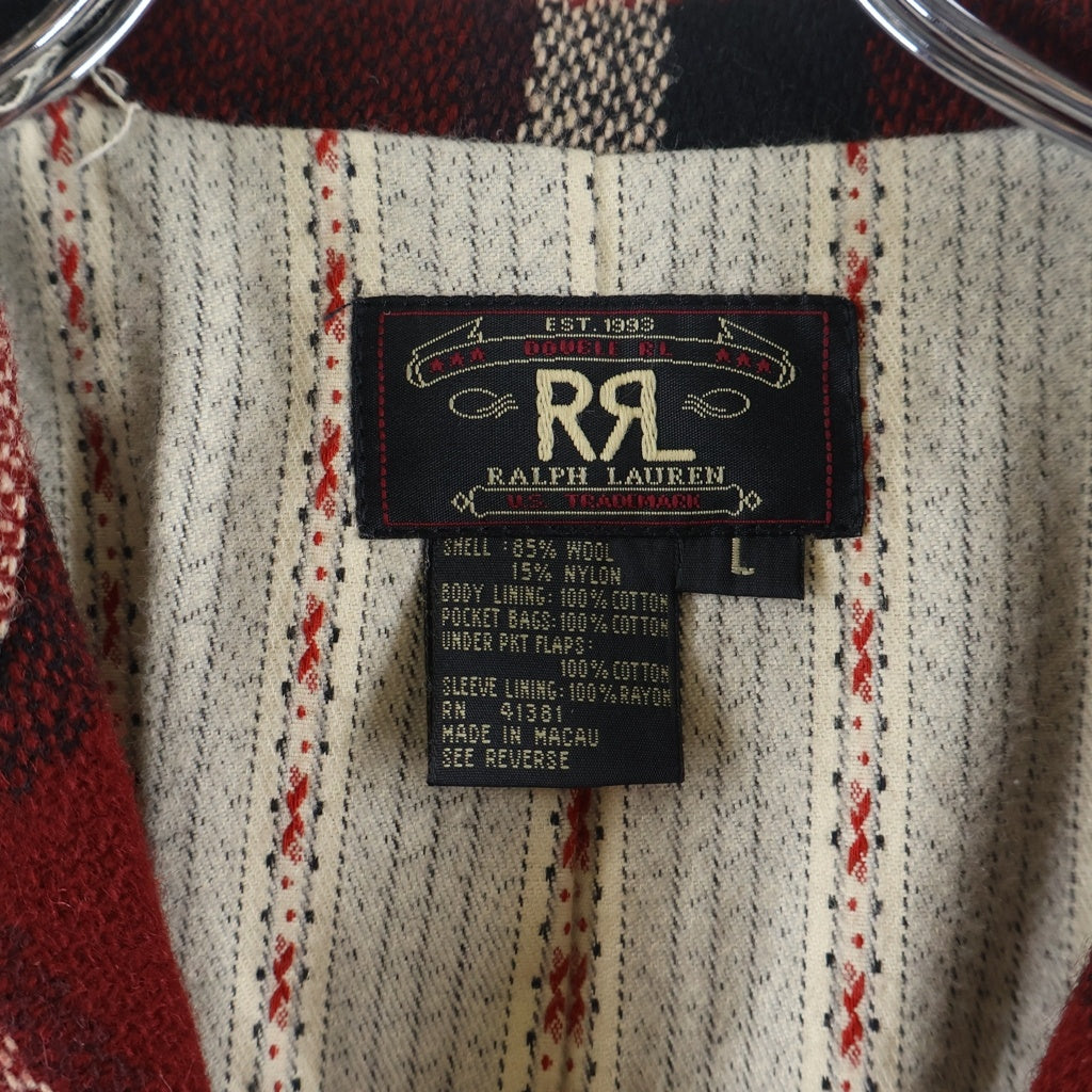 RRL(ダブルアールエル) 90S 三ツ星タグ セミピークドラペル バッファローチェック ランチコート レッド/ブラック