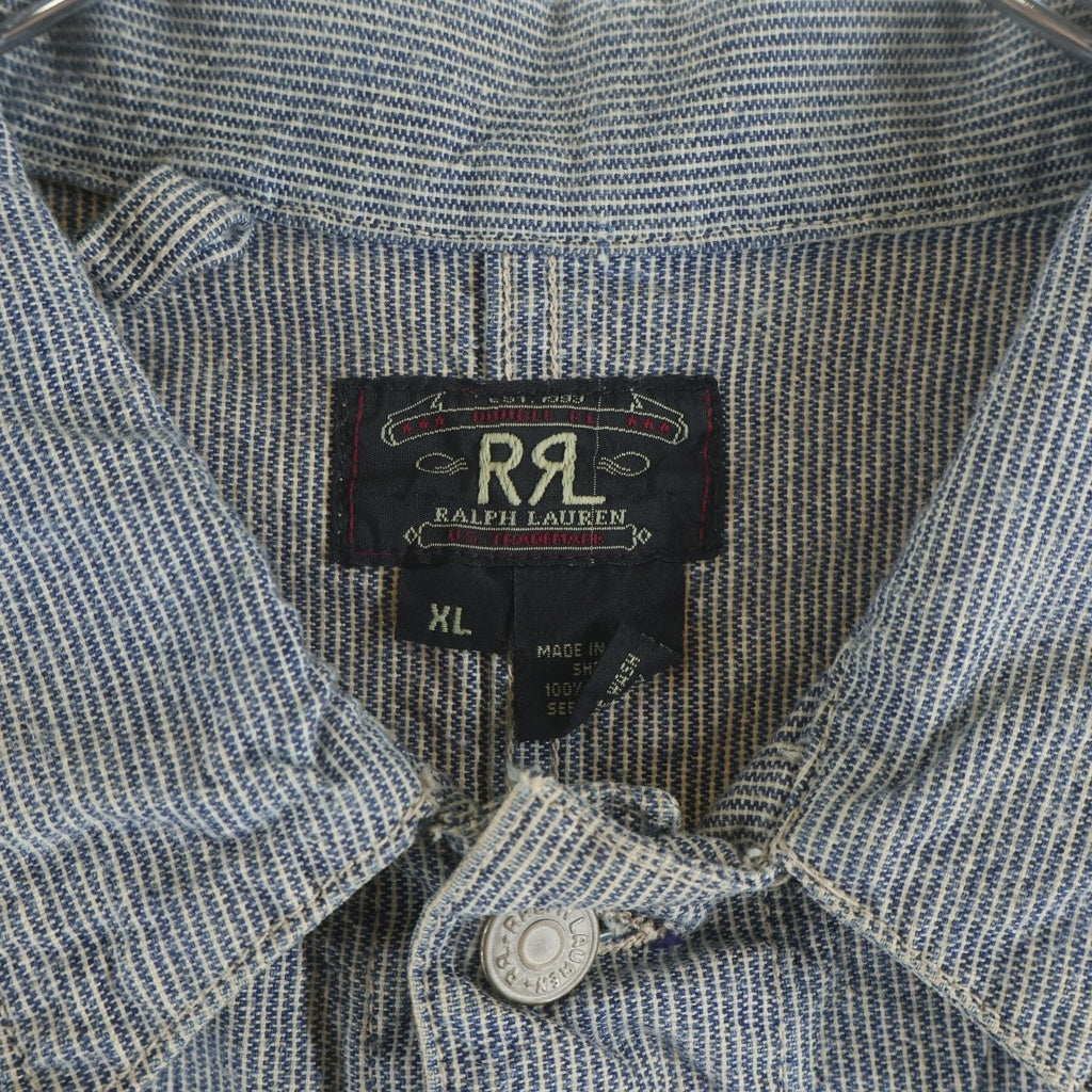 RRL(ダブルアールエル) 90S 三ツ星タグ ストライプ デニム カバーオール ライトブルー