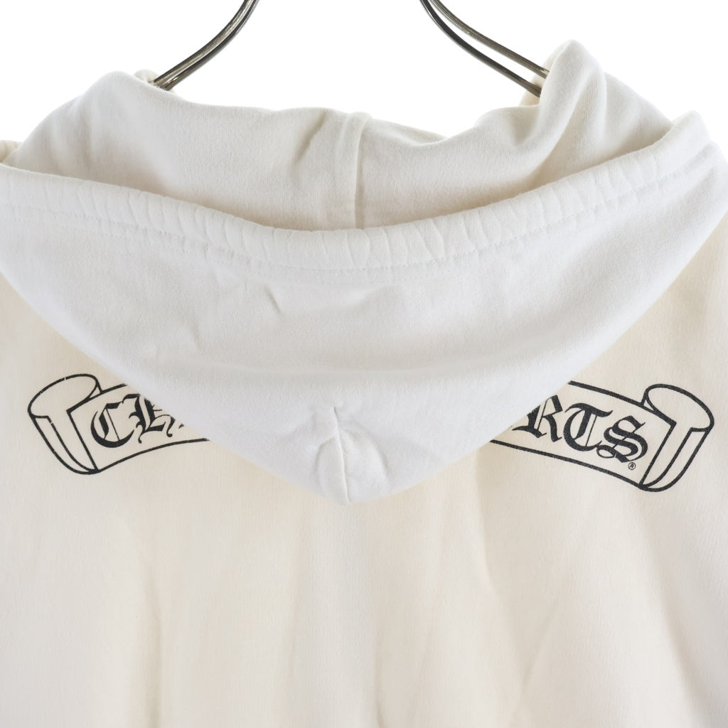 CHROME HEARTS(クロムハーツ) SWTSHRT HD ZIP 袖ロゴ バックスクロールラベルプリント ジップアップパーカー ホワイト
