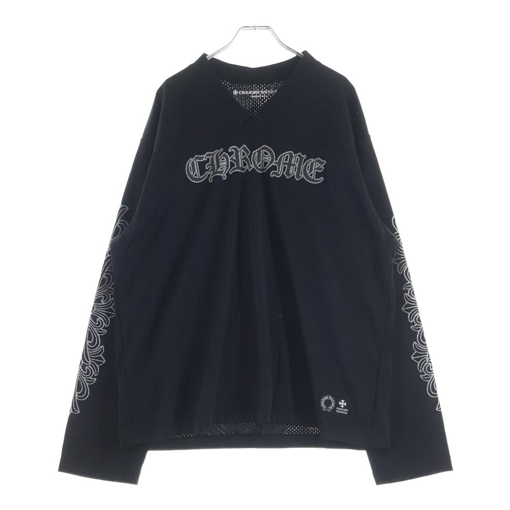 CHROME HEARTS(クロムハーツ) MESH WARM UP JERSEY メッシュ バーシティー ジャージー CHプリントメッシュ 長袖Tシャツカットソー ブラック