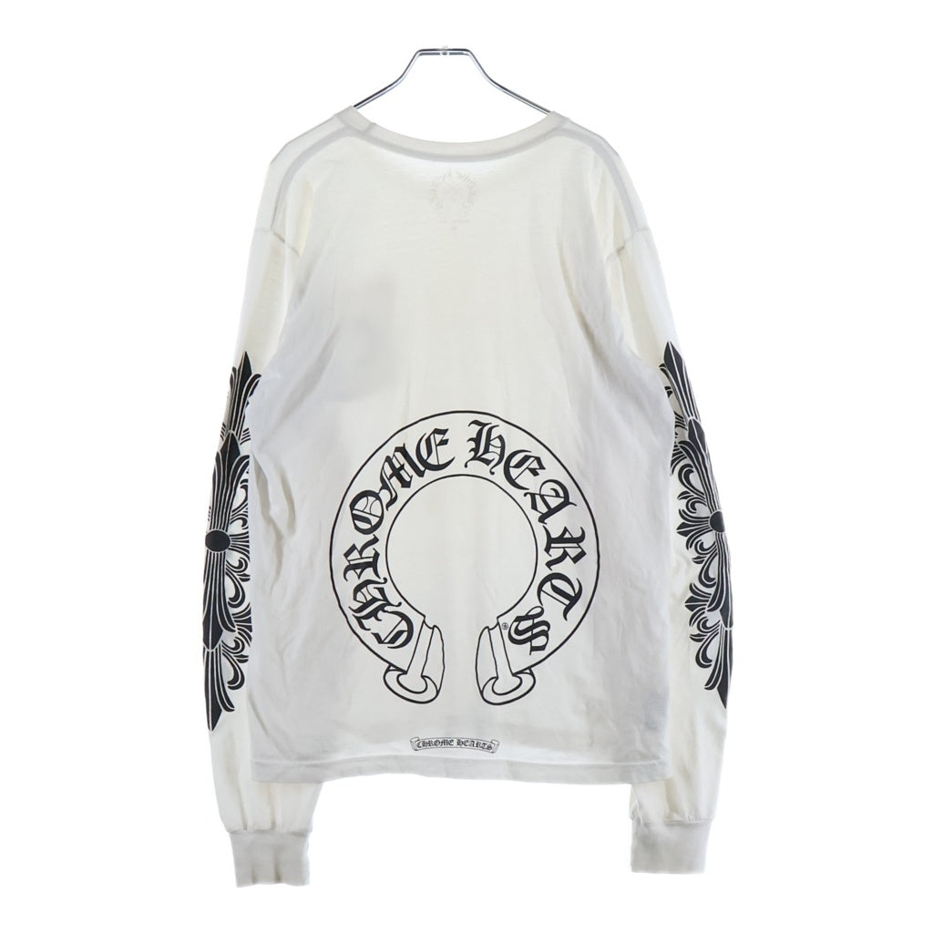 CHROME HEARTS(クロムハーツ) CH L/S T-SHIRT バックホースシュー アームフローラル クルーネック 長袖Tシャツ カットソー ホワイト