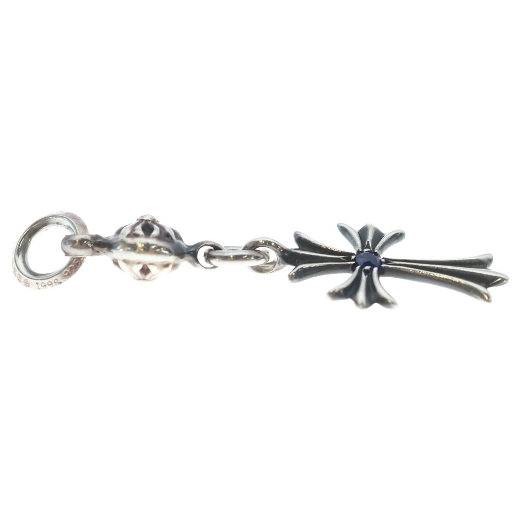 CHROME HEARTS(クロムハーツ) 1B TNY CH CRS AFTER 1SAP 1ボールタイニーCHクロス アフターサファイア チャーム シルバーネックレス
