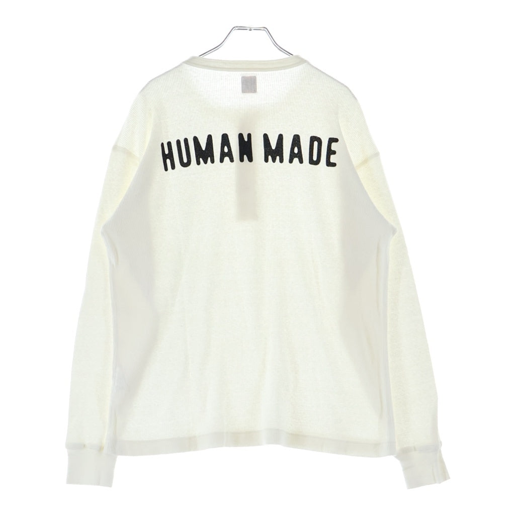 HUMAN MADE(ヒューマンメイド) バックプリント ハートボタン ヘンリーネック 長袖カットソー ホワイト