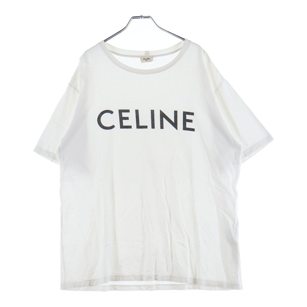 CELINE(セリーヌ) フロントロゴプリント クルーネック半袖Tシャツカットソー ホワイト 2X681671Q