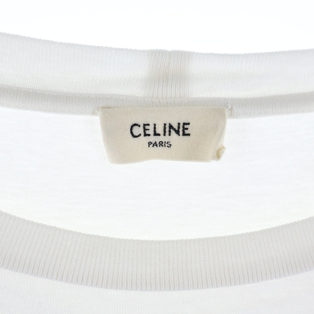 CELINE(セリーヌ) フロントロゴプリント クルーネック半袖Tシャツカットソー ホワイト 2X681671Q