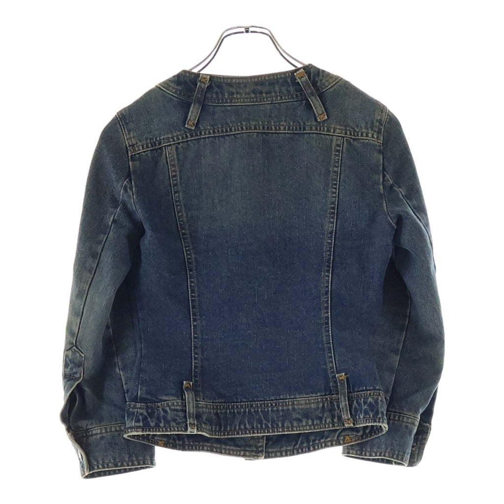DOLCE & GABBANA(ドルチェアンドガッバーナ) ノーカラー 裏地レオパード デニムジャケット Gジャン インディゴ レディース JK1M 9339
