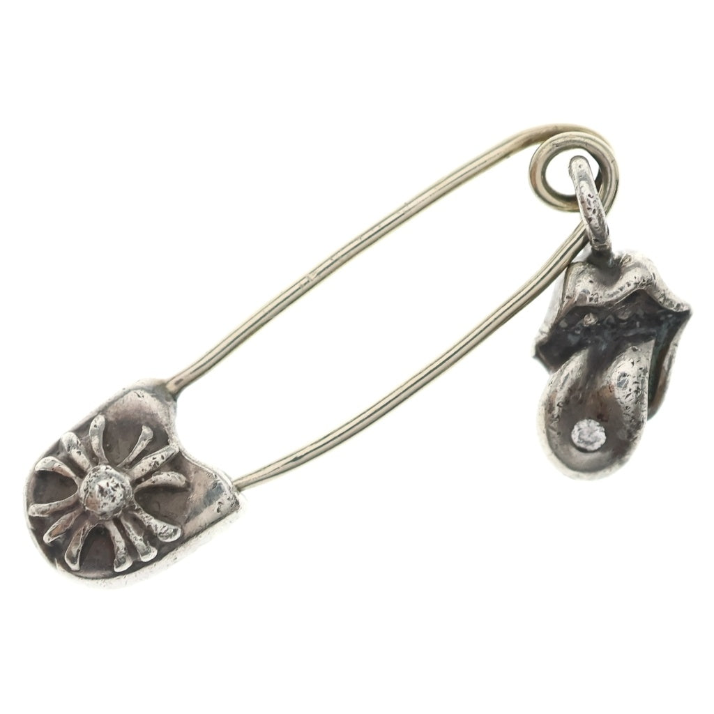 CHROME HEARTS(クロムハーツ) SAFETY PIN SM CHARM 1P LIP TONGUE 1PD セーフティピン リップアンドタンチャーム ネックレストップ 1Pダイヤ シルバー