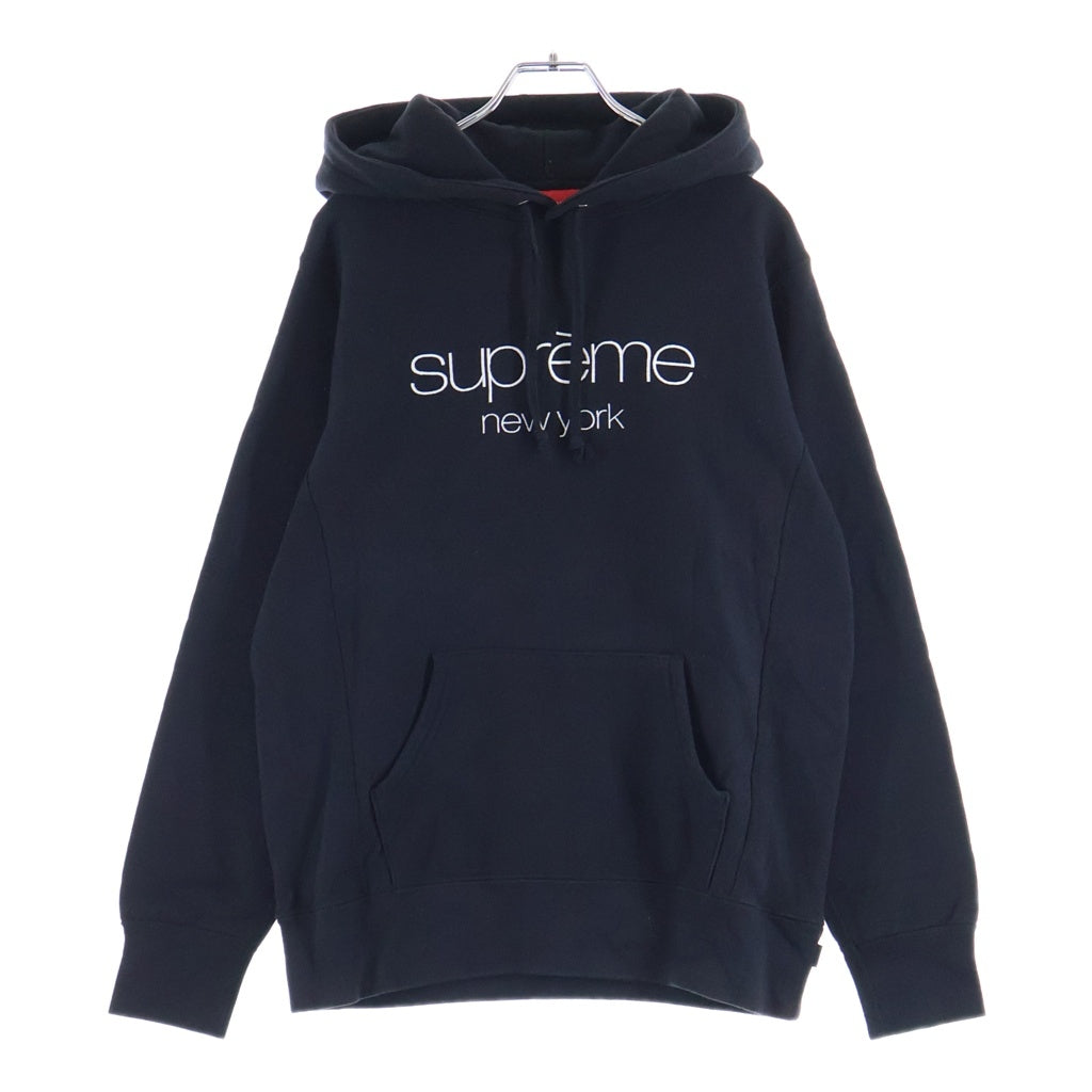SUPREME(シュプリーム) 26SS Classic Logo Hooded Sweatshir クラシックロゴ 刺繍 スウェット プルオーバーパーカー ブラック