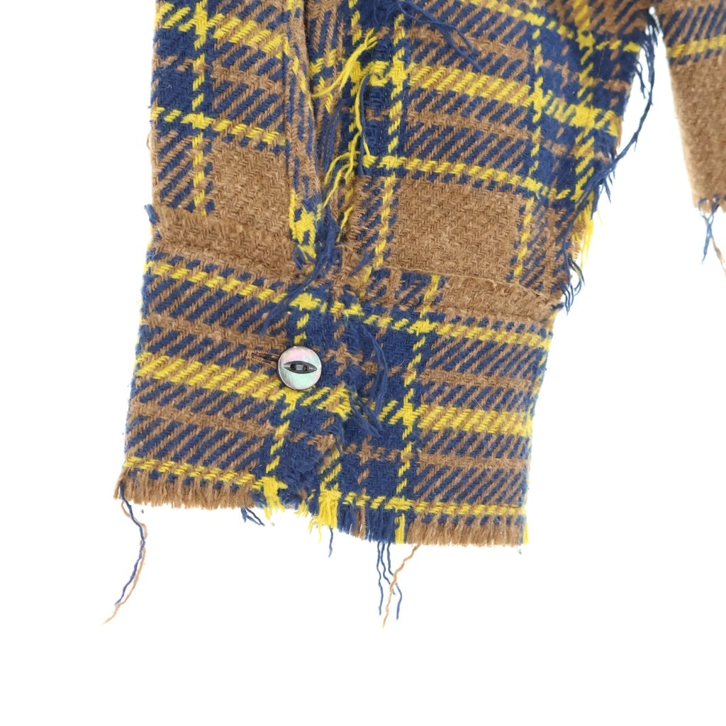 FAF/Fake As Flowers(エフエーエフ/フェイクアズフラワーズ) 22AW FLANNEL BORO SHIRT フランネル ボロ 長袖シャツ ブラウン FAFW22-23