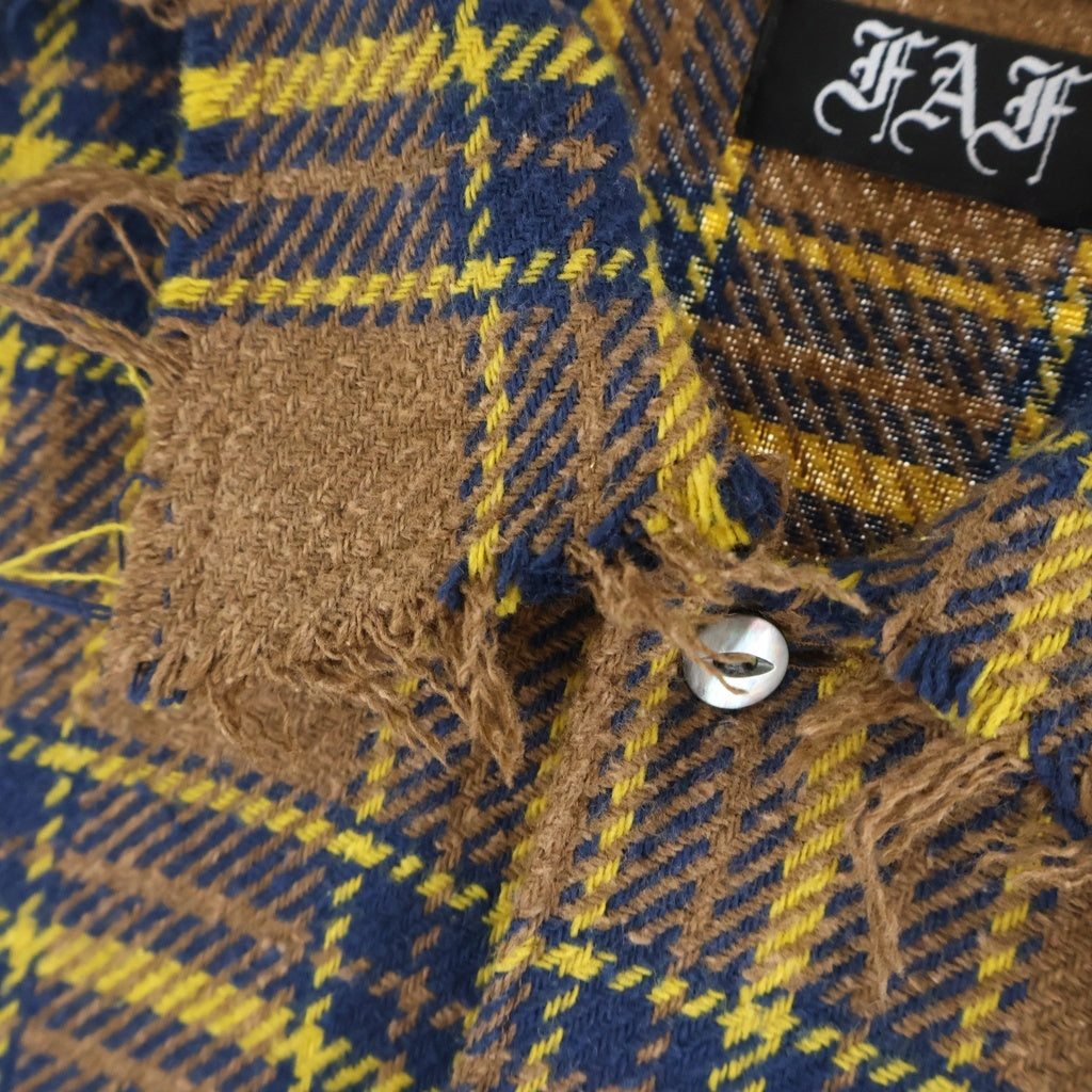 FAF/Fake As Flowers(エフエーエフ/フェイクアズフラワーズ) 22AW FLANNEL BORO SHIRT フランネル ボロ 長袖シャツ ブラウン FAFW22-23