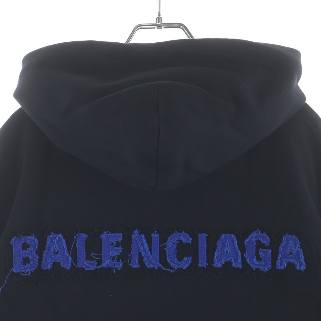 BALENCIAGA(バレンシアガ) パッチワークロゴ スウェットプルオーバーパーカー レディース ブラック 518250 TAV50