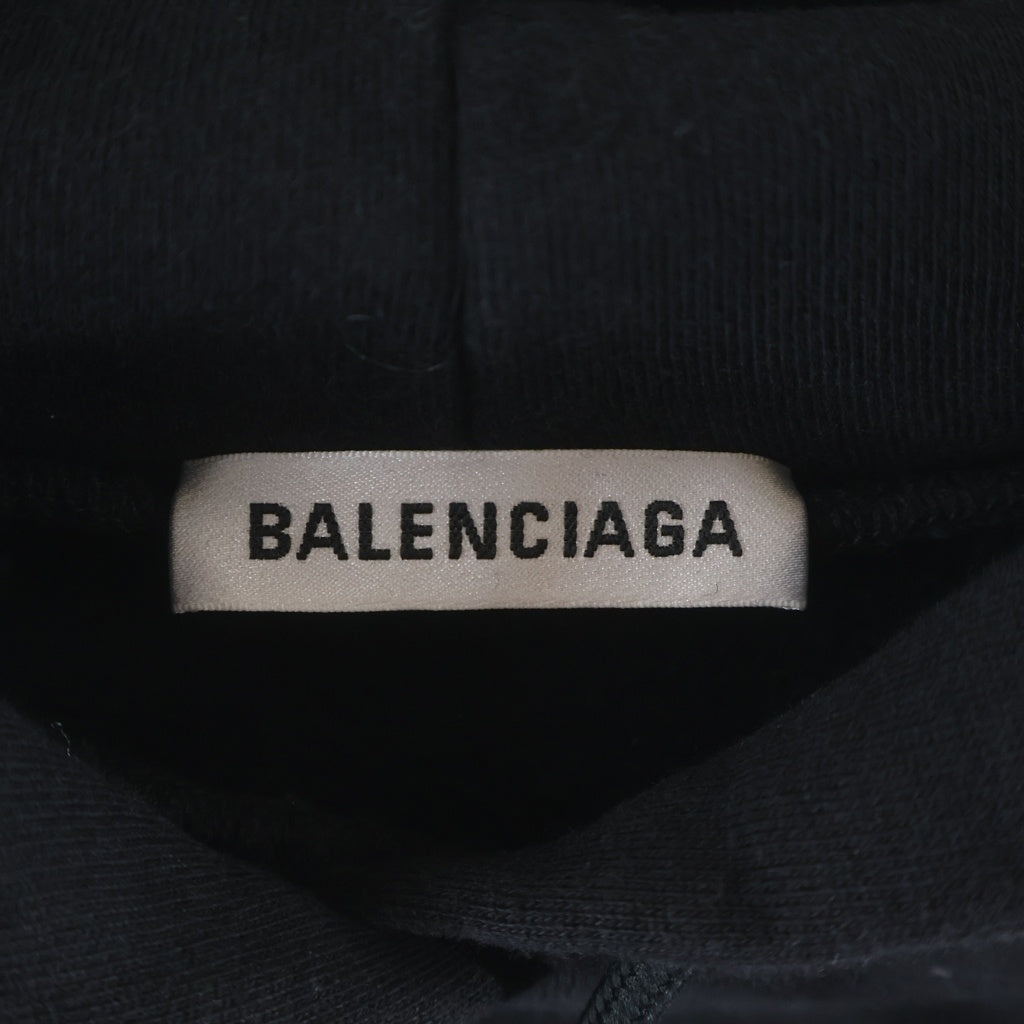 BALENCIAGA(バレンシアガ) パッチワークロゴ スウェットプルオーバーパーカー レディース ブラック 518250 TAV50