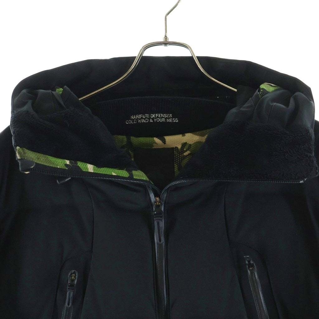 DESCENTE(デサント) 水沢DOWN 内側カモフラ柄 フーデッドダウンジャケット ブラック DOR-C7857