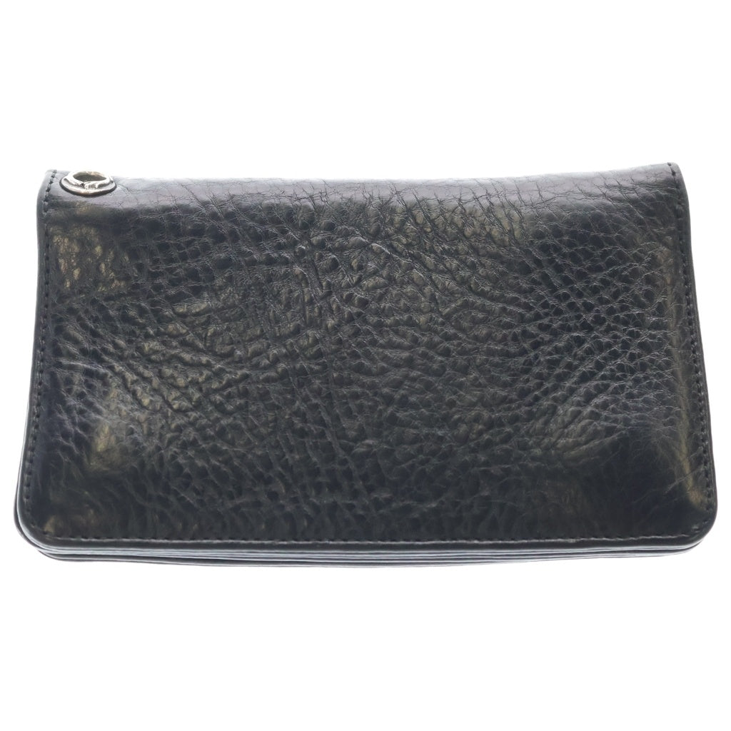 CHROME HEARTS(クロムハーツ) 1ZIP 1ジップ クロスボールボタン レザーウォレット 財布 ヘビーレザー ブラック BCA362