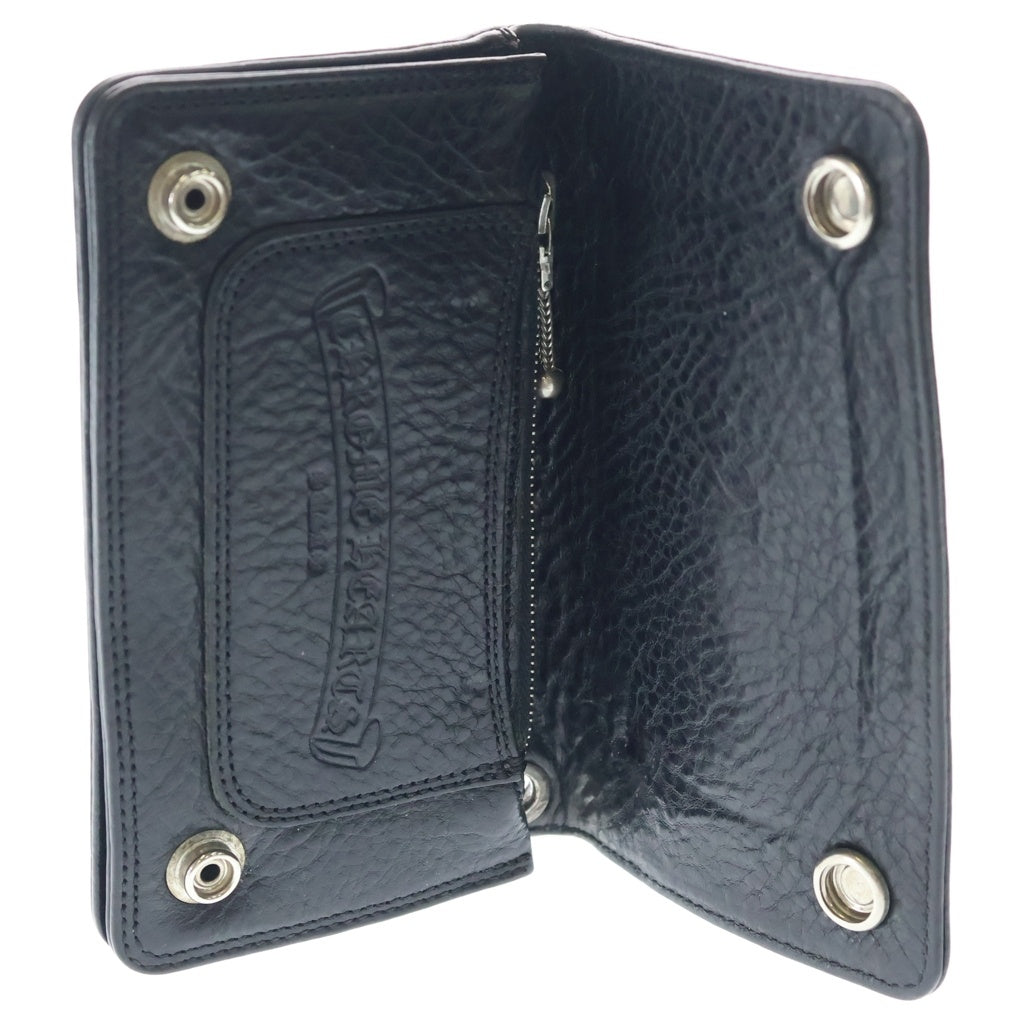 CHROME HEARTS(クロムハーツ) 1ZIP 1ジップ クロスボールボタン レザーウォレット 財布 ヘビーレザー ブラック BCA362